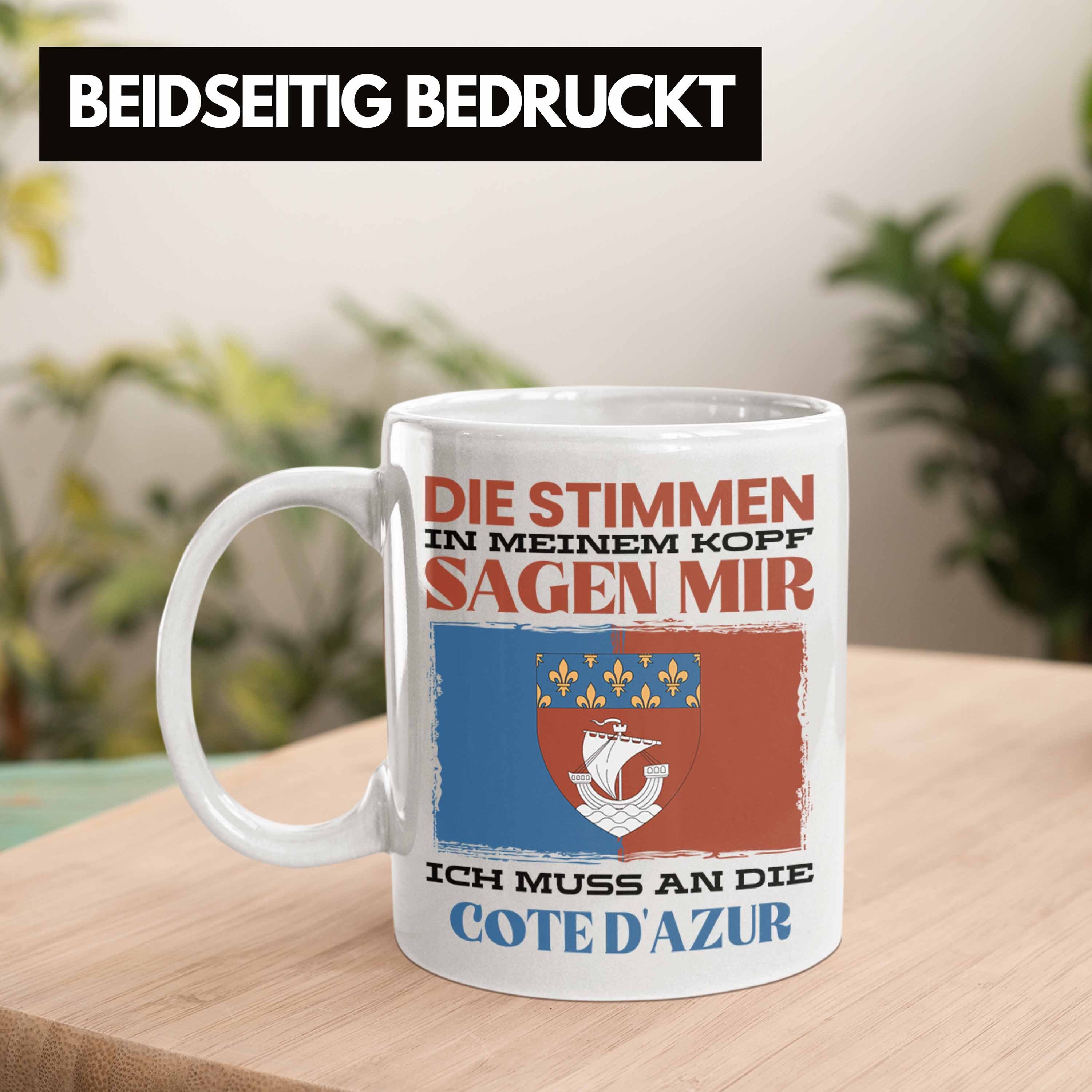 Tasse Trendation Tasse Urlaub - Weiss Frankreic Trendation Geschenk Spruch D'azur Heimat Cote