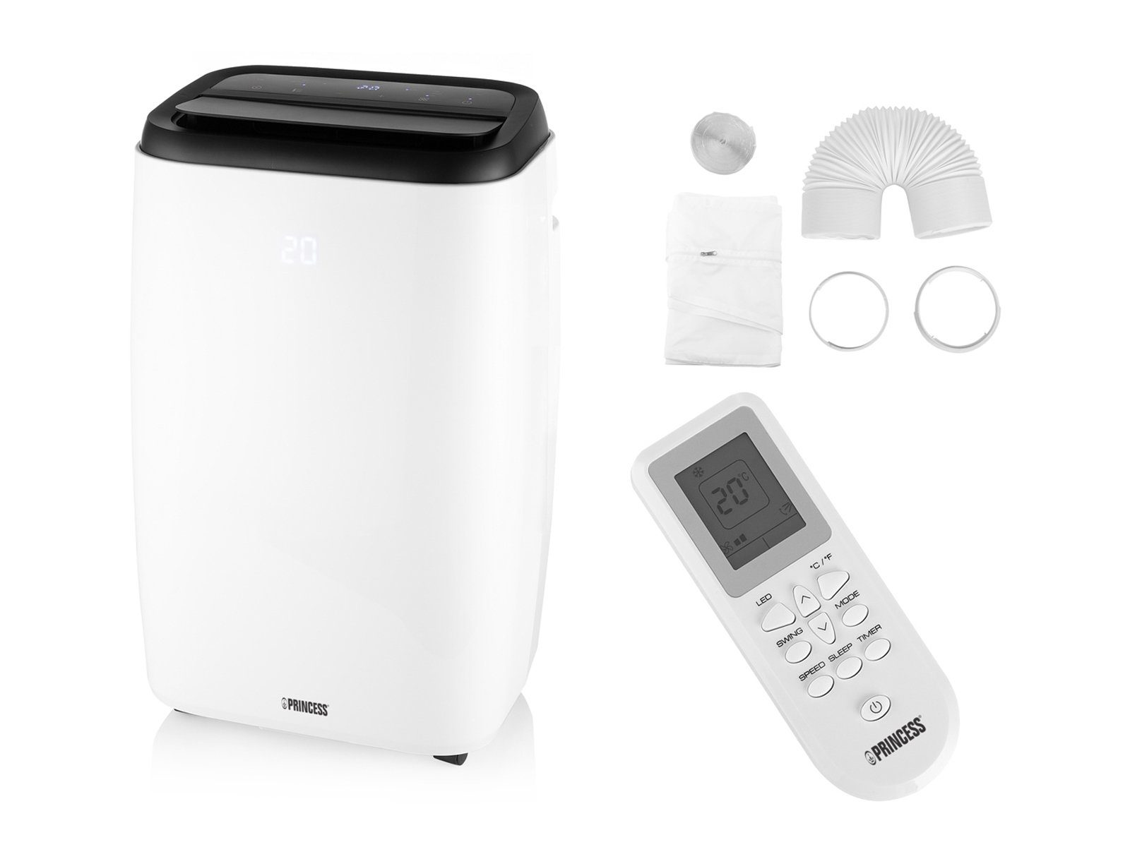 PRINCESS Klimagerät, Mobiles Klima Standgerät, Smarte Klimaanlage -  Luftkühler mit Abluftschlauch