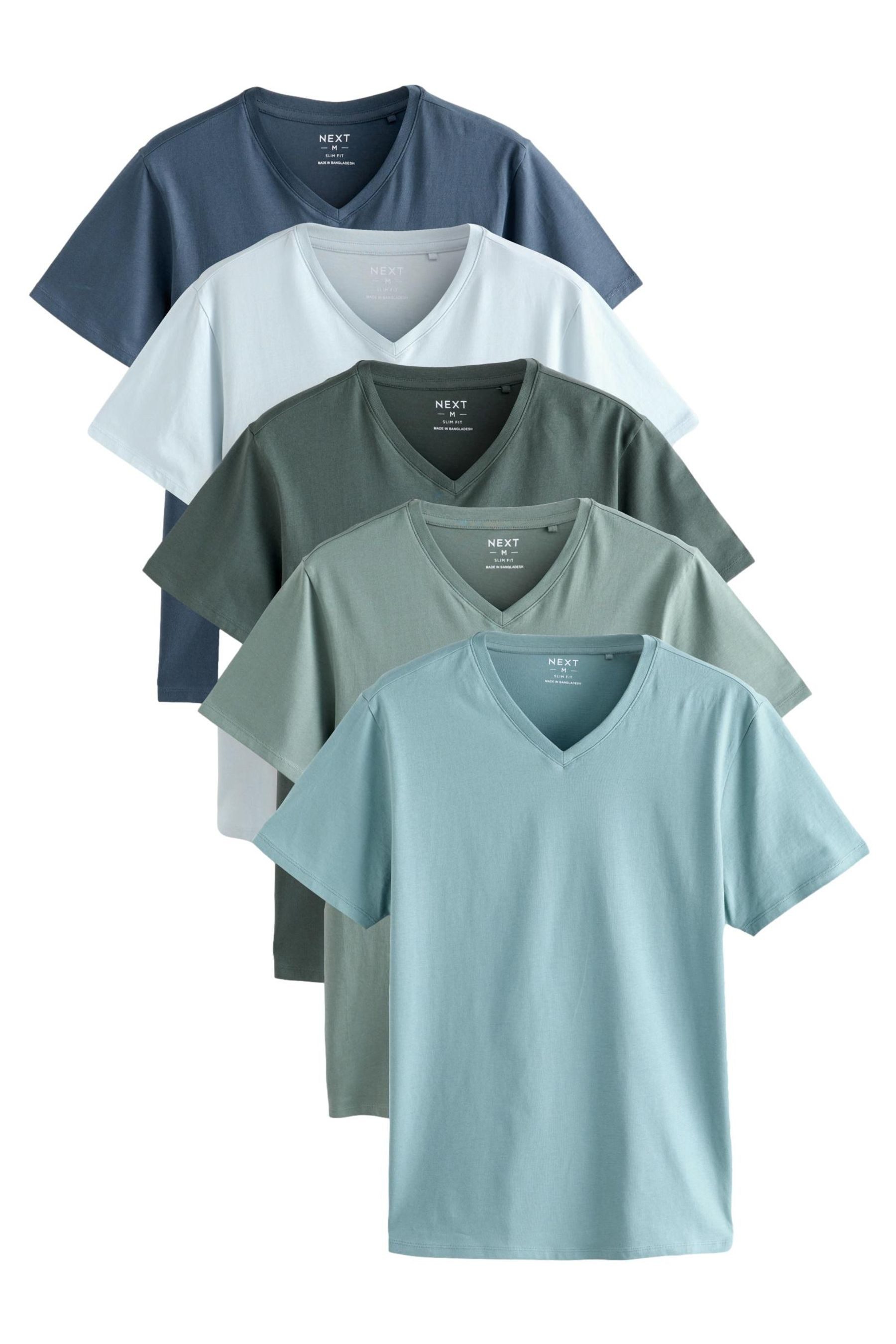 V-Shirt T-Shirts mit V-Ausschnitt, 5er-Pack