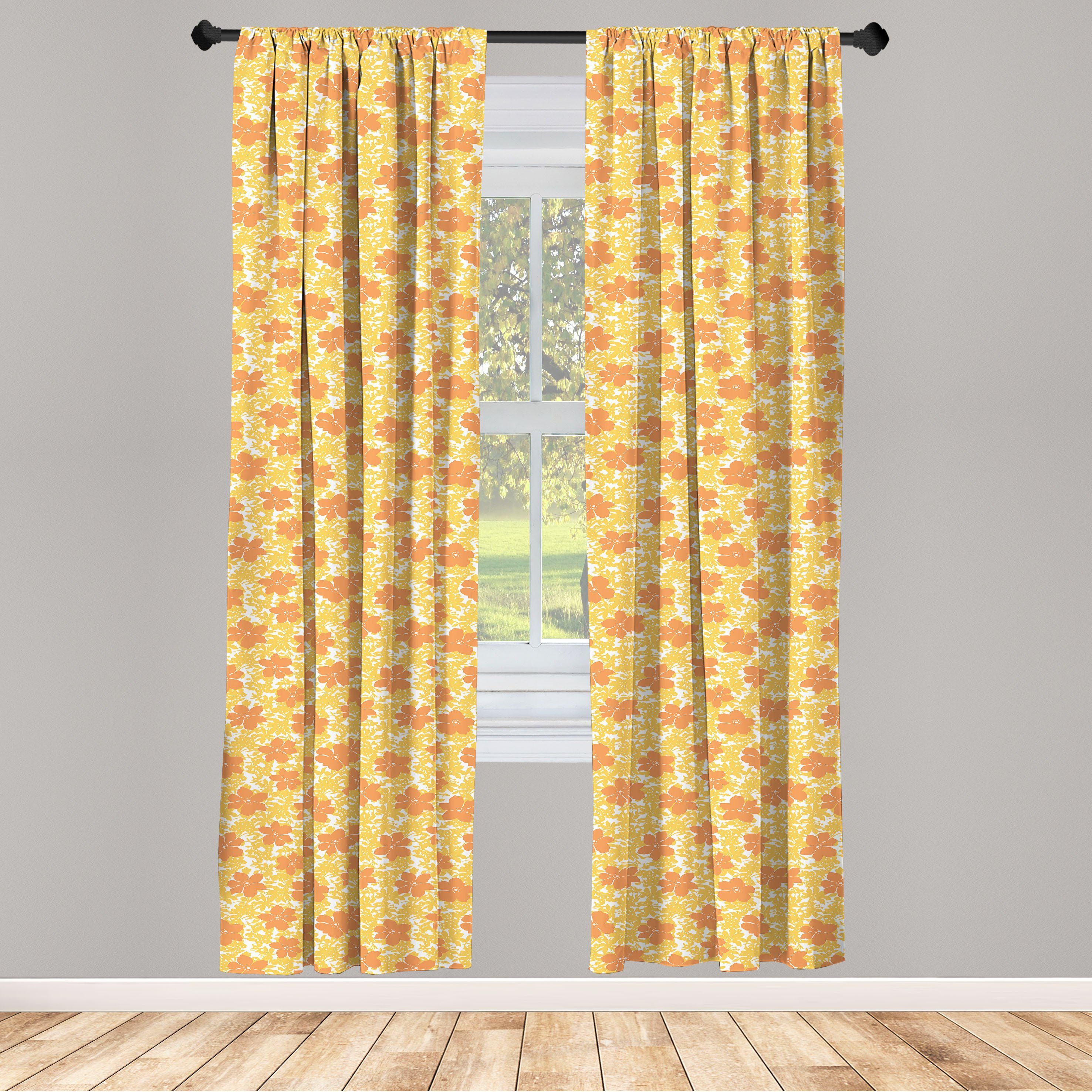 Gardine Vorhang für Wohnzimmer Schlafzimmer Dekor, Abakuhaus, Microfaser, Frühling Pastellpfirsichfarbenen Blumenmuster