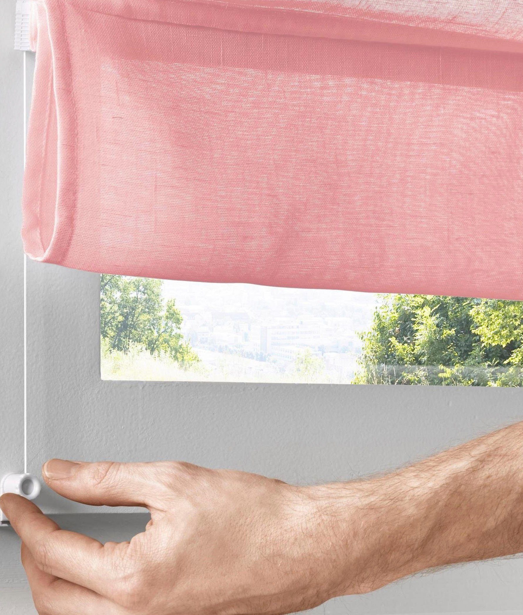 Kutti Raffrollo Brondby Move, mit Klettschiene, ohne Bohren, verspannt, Klemmfix, Klemmträger, halbtransparent, uni, Basic, pflegeleicht