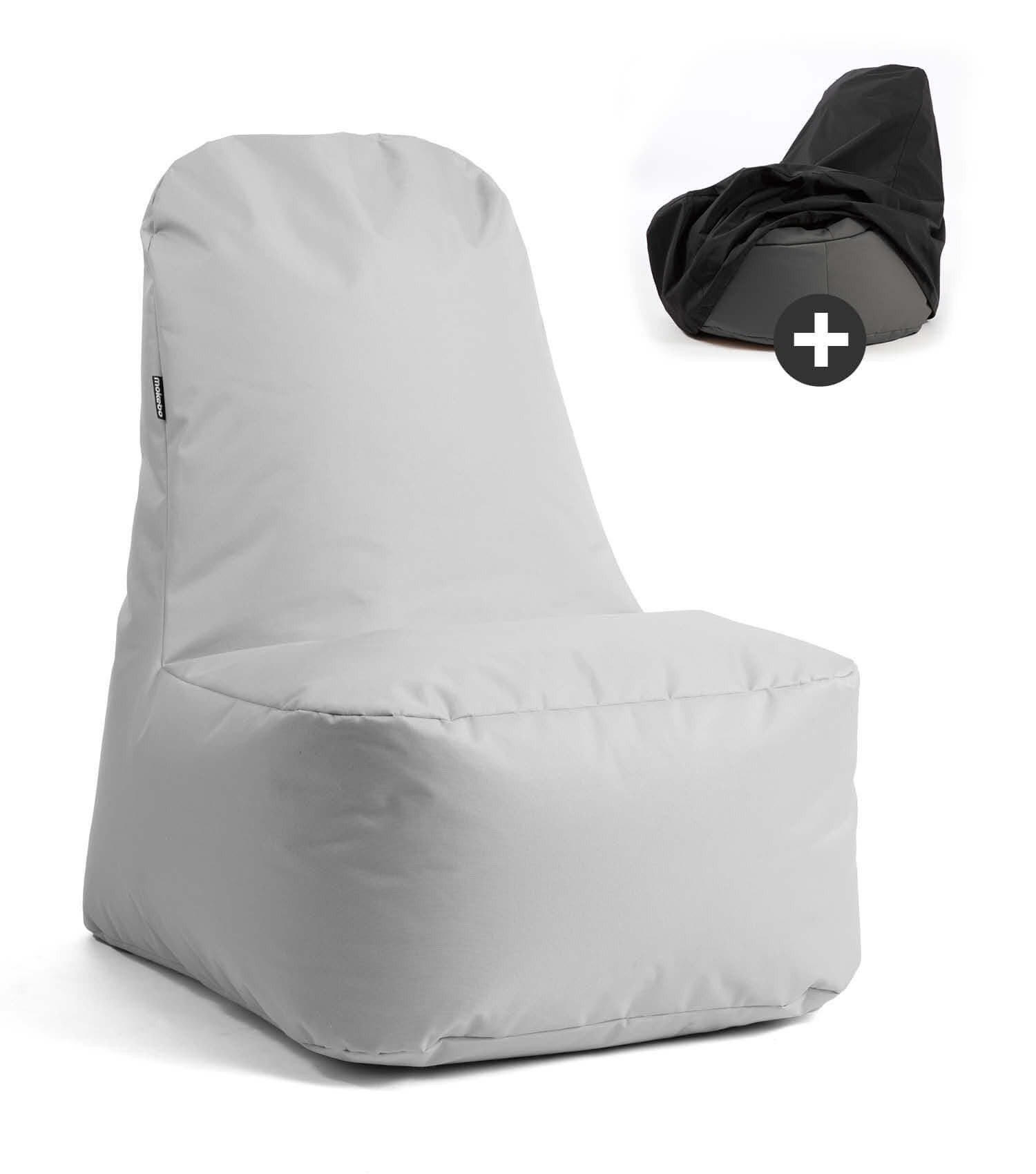 mokebo Sitzsack Der Däumchendreher (in Grau), auch als Gaming Sitzsack oder Outdoor Bean Bag mit Schutzhülle