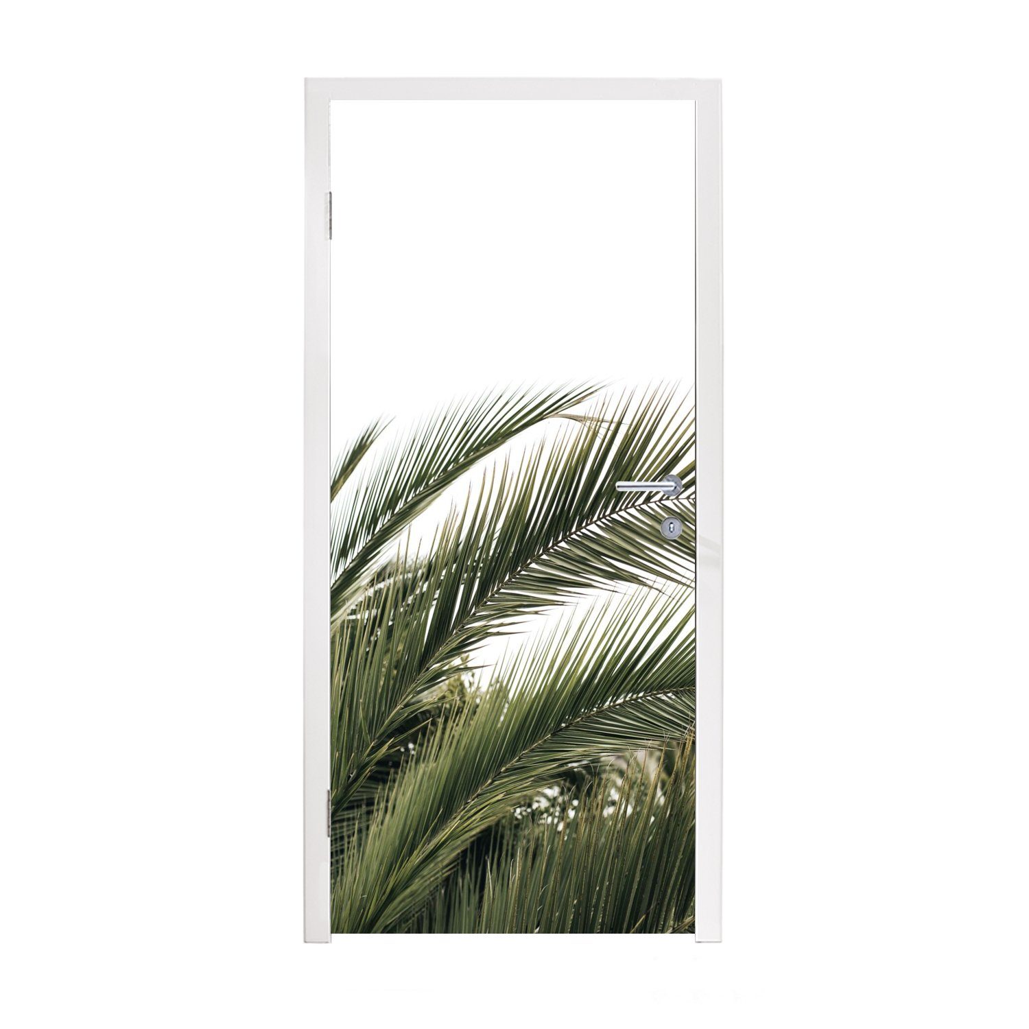 MuchoWow Türtapete Sommer - Blätter - Tropisch - Palmenblatt, Matt, bedruckt, (1 St), Fototapete für Tür, Türaufkleber, 75x205 cm