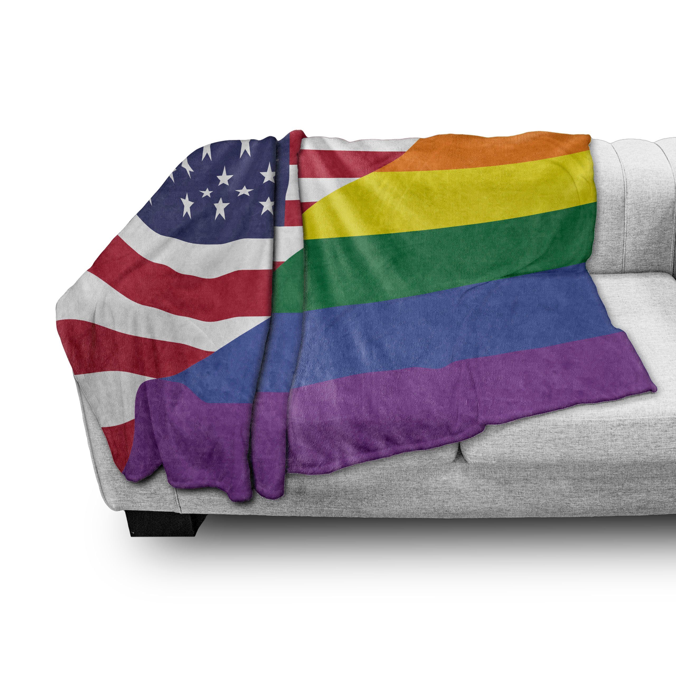 und Regenbogen-Farben Wohndecke Stolz Plüsch Gemütlicher Abakuhaus, USA Außenbereich, Innen- Flagge den für