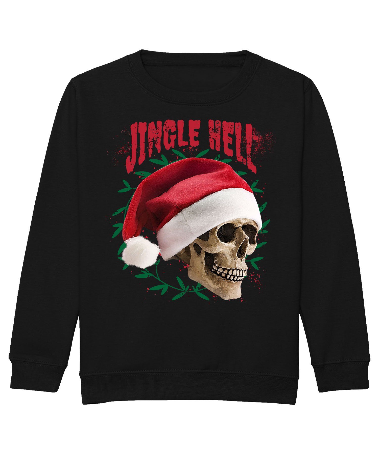 Hell (1-tlg) Quattro Jingle Weihnachtsmütze Christmas Sweatshirt Totenkopf Pullover Anti Formatee Kinder