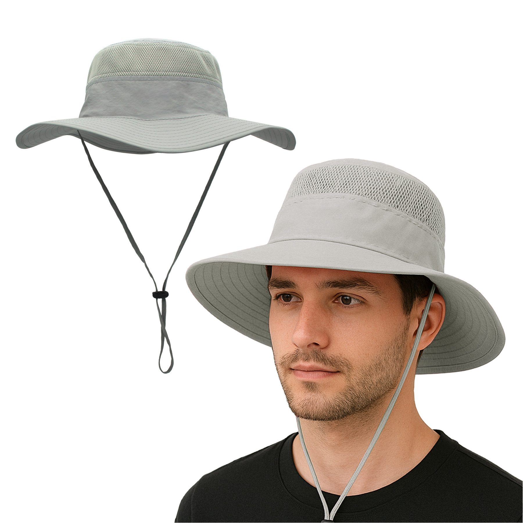 Mutig Sonnenhut UPF 50 Летние шляпы mit breiter Krempe, Sommer-Mesh,UV-Schutz,Safari-Hut (Sonnenhut Herren Damen Gartenhut zum Angeln, Wandern, Boonie-Hüte, mit Kinnriemen, wasserdicht, atmungsaktiv, Breiter, Krempe, Outdoor) für Outdoor-Abenteuer, Wandern, Angeln, Safari, leicht verstaubar