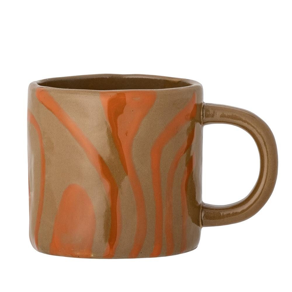 Bloomingville Tasse Ninka Tasse, aus Steingut, in Orange, 250 ml, moderner Retro-Look, Steinzeug, Keramiktasse, Frühstückstasse, Retro Tasse, dekorative Crackle Glasur