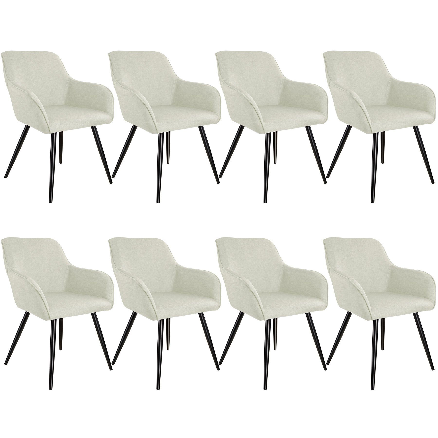 tectake Esszimmerstuhl 8er Set Stuhl Marilyn Leinenoptik, schwarze (8er  Set, 8 St), gepolstert, gepolsterter Sitz