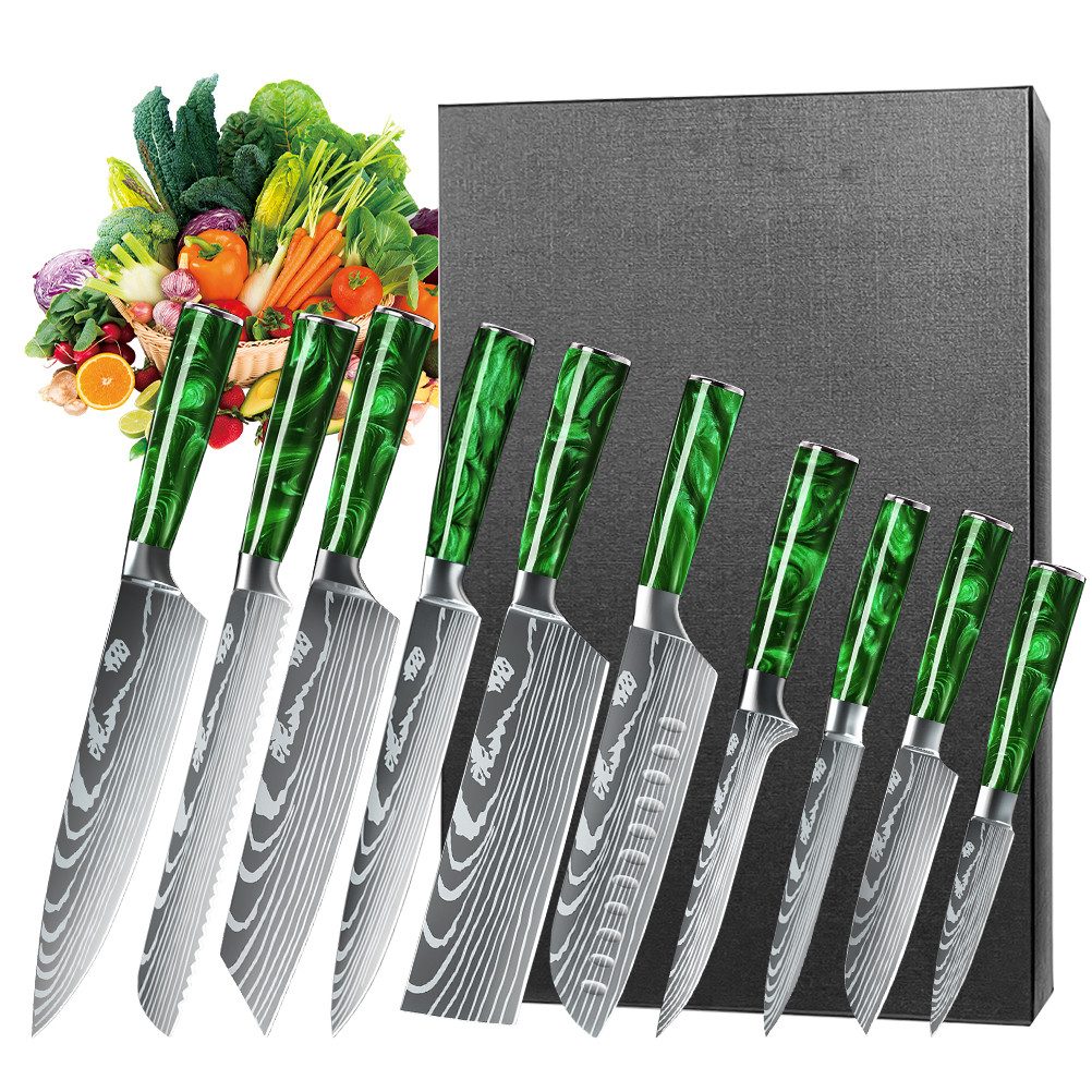 MDHAND Messer-Set Küchenmesserset, 10-teiliges Set aus Edelstahl, ergonomischer Griff (10-tlg), ideal als Geschenk für Profiköche und Einsteiger