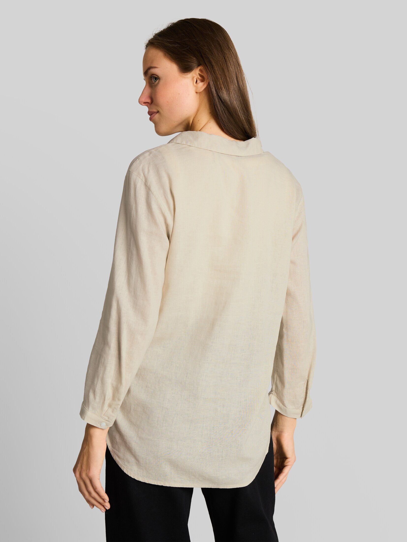 TOM TAILOR Langarmbluse Blusen & Shirts Hemdbluse mit Leinenanteil