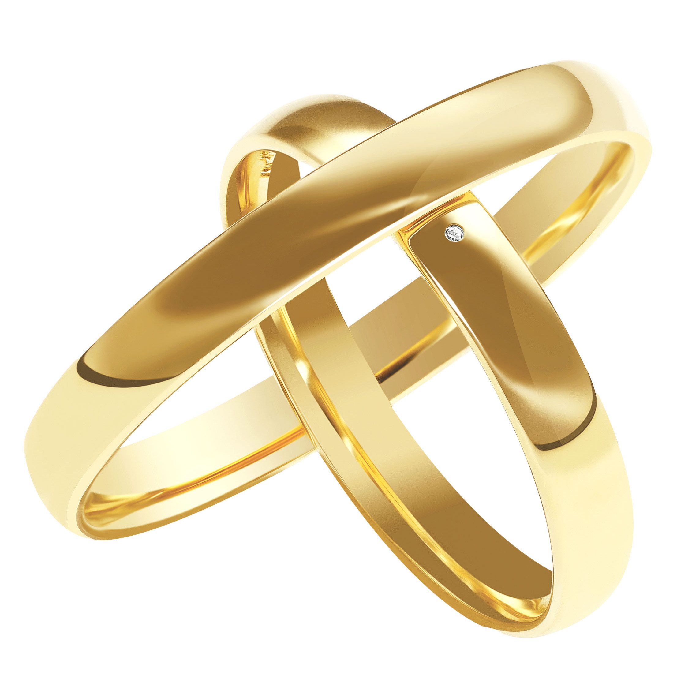 mosa & co. Trauring Paar Klassisch Gold 585 mit 3mm Breite & Diamant (Eheringe, 2-tlg., 2 Trauringe), mit Gravur