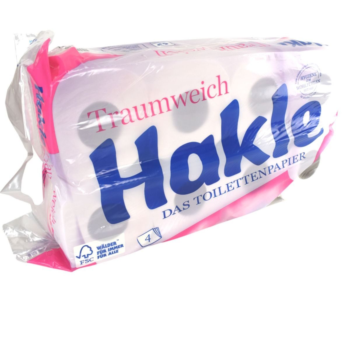 HAKLE Toilettenpapier Toilettenpapier Traumweich weiß 4-lagig 8 Rollen á 130 Blatt Klopapier, weiche Zusammensetzung