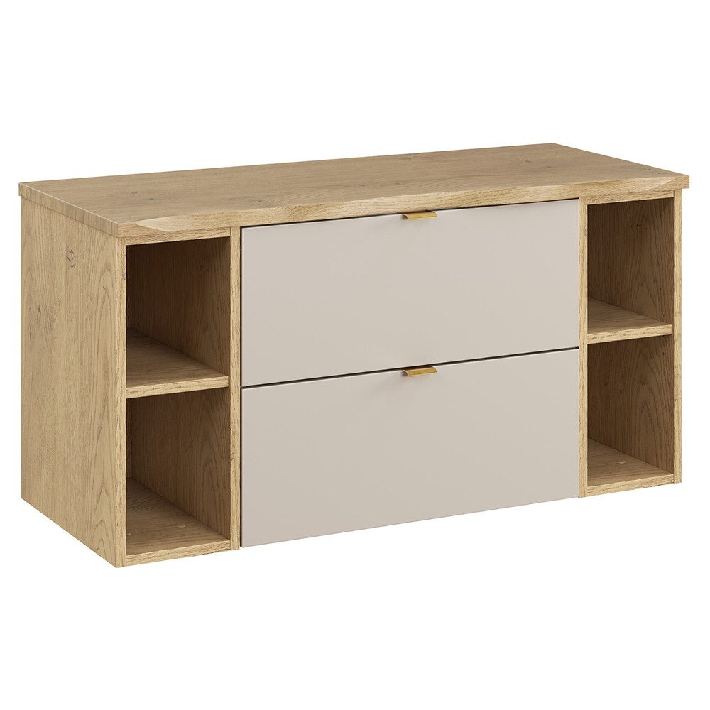 Lomadox Waschbeckenschrank DURANGO-56 100 cm breit in Kaschmir und Eiche mit Baumkantenoptik