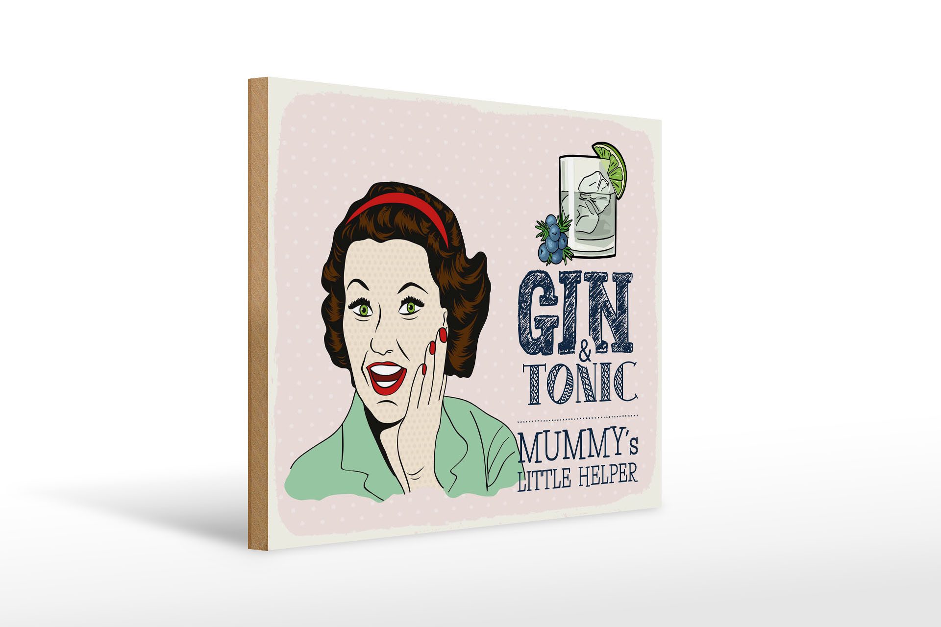 Holzbild Spruch lustig Gin Tonic Mummy´s Helper 40x30cm