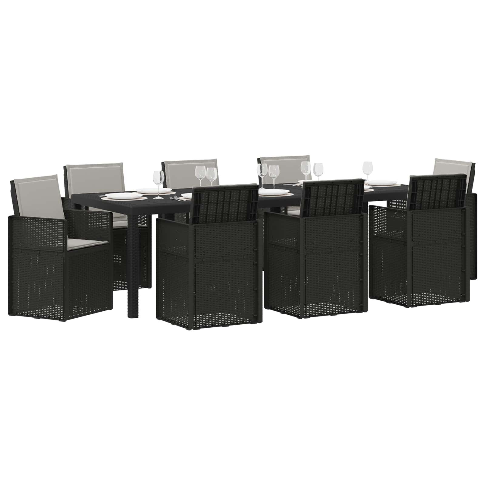 vidaXL Gartenlounge-Set Garten Essgruppe mit Kissen 9 pcs Anthrazit und Hellgrau PP, (9-tlg)