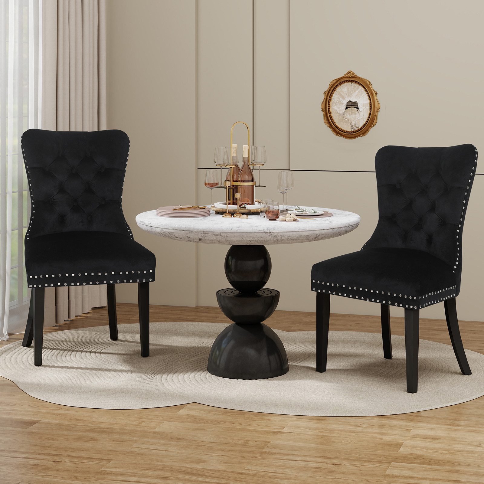 Puluomis Esszimmerstuhl (2/4/6/8 Set Grau/ Schwarz/Beige, 2 St), Samt Stuhl günstig online kaufen