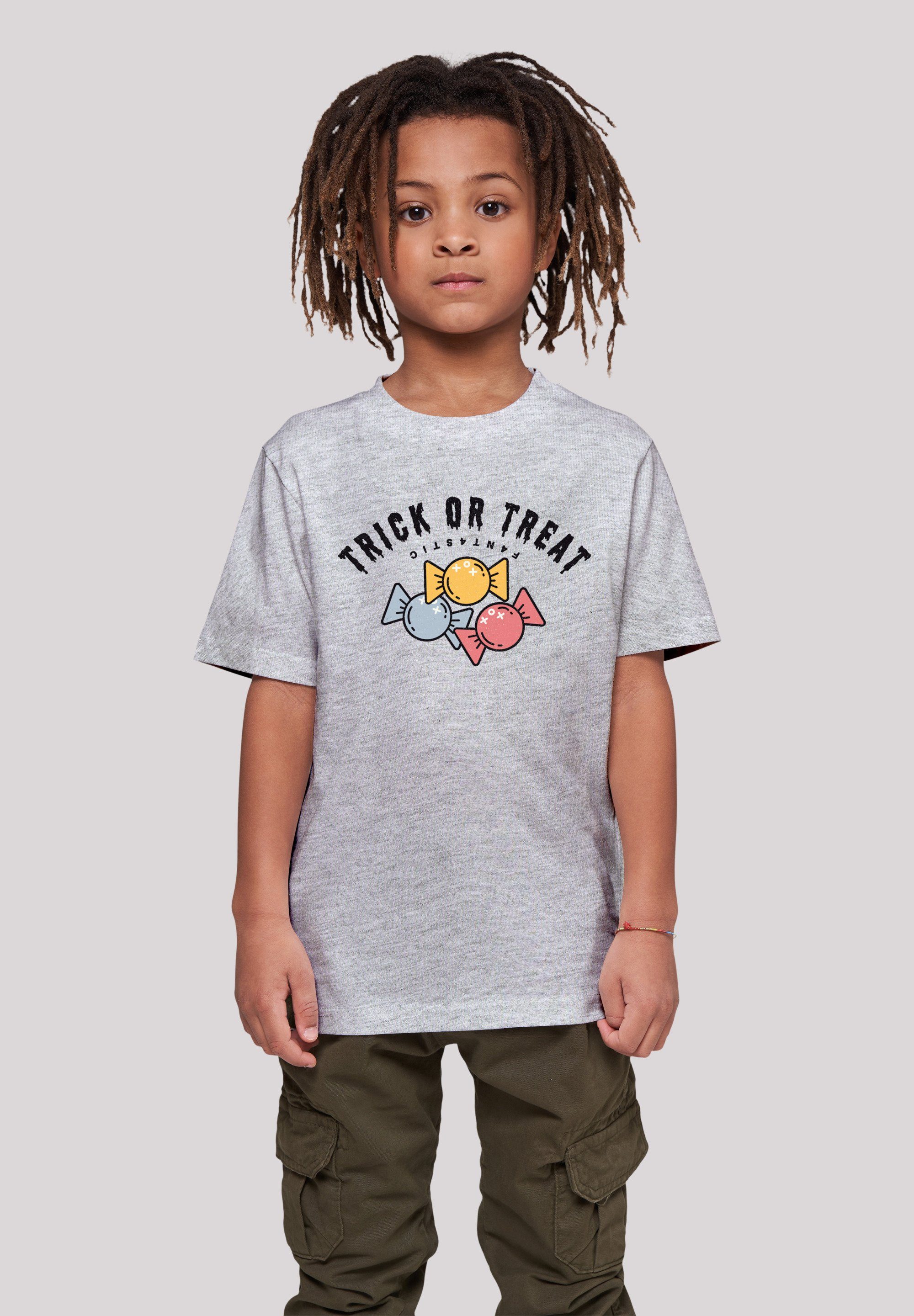 F4NT4STIC T-Shirt Trick Or Treat Halloween Print heather grey | T-Shirts