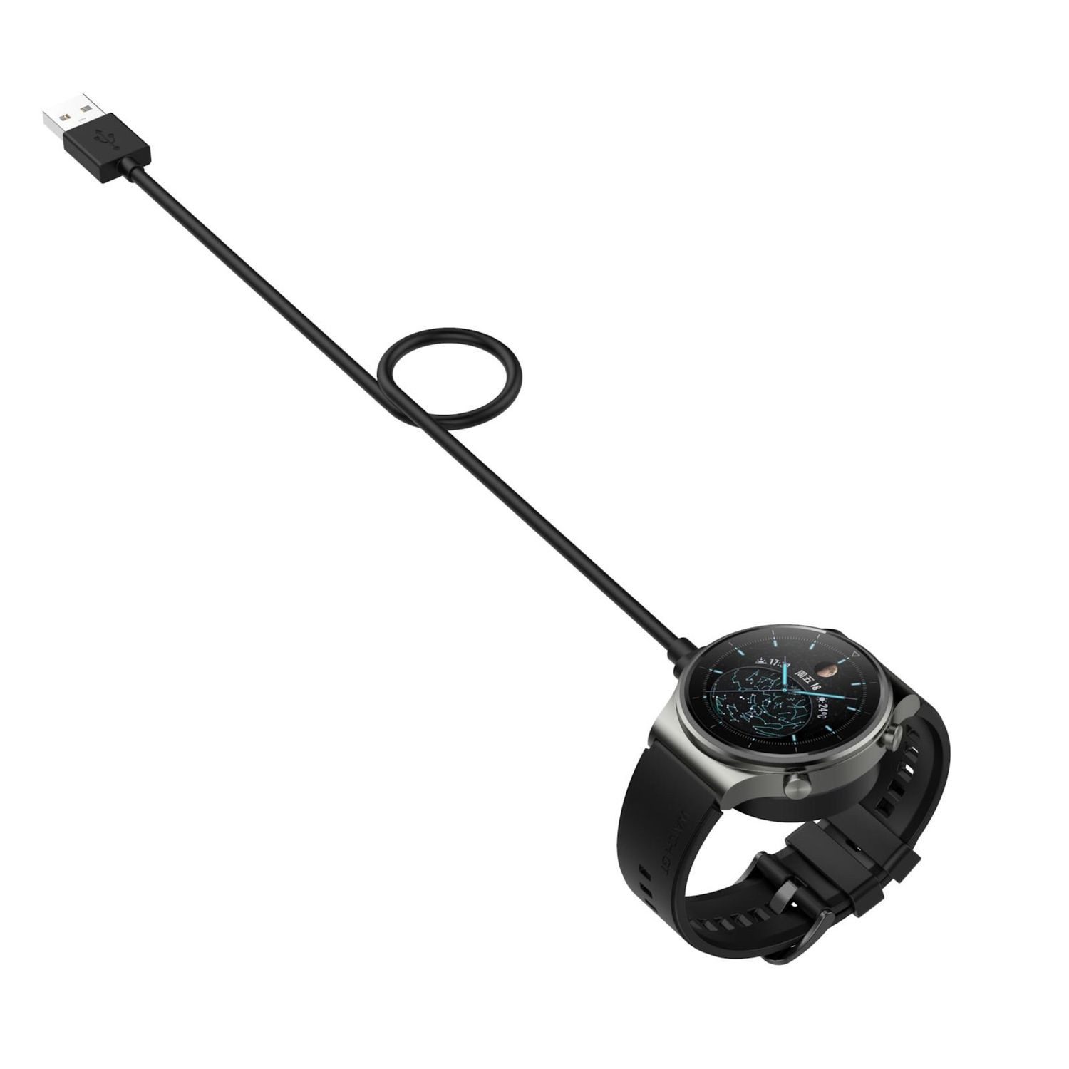 Wigento Für Huawei Watch D2 USB Split Interface Watch Ladekabel 1m Schwarz Stromadapter