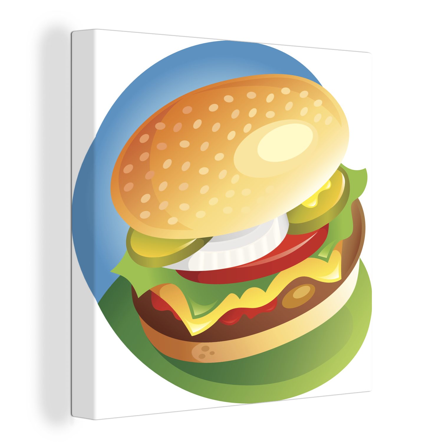 OneMillionCanvasses® Leinwandbild Eine Illustration eines vollen Hamburgers, (1 St), Leinwand Bilder für Wohnzimmer Schlafzimmer | Leinwandbilder
