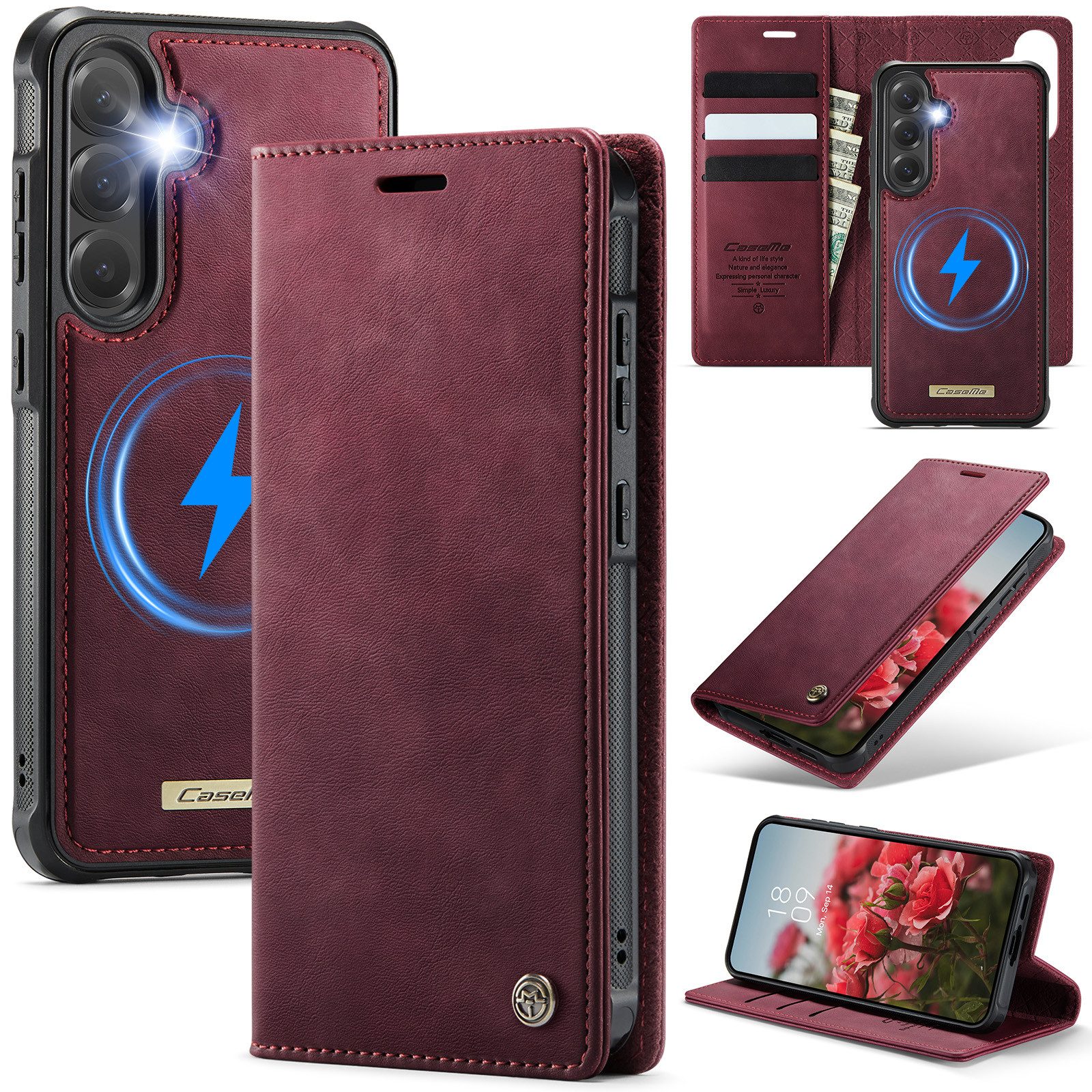 Mycotech Handyhülle Premium 2in1 Klapphülle für Samsung mit abnehmbarem Case Retro Leder