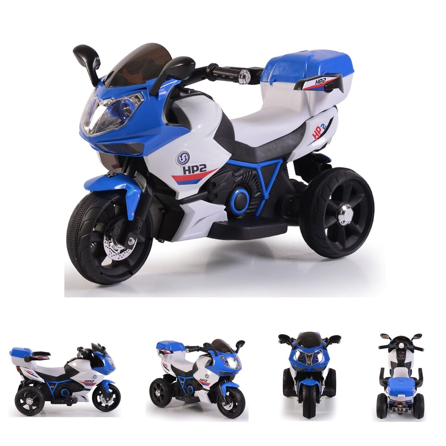 B-Ware Moni Kinder Elektromotorrad Super Moto FB-6186 Luftreifen Musik blau 
