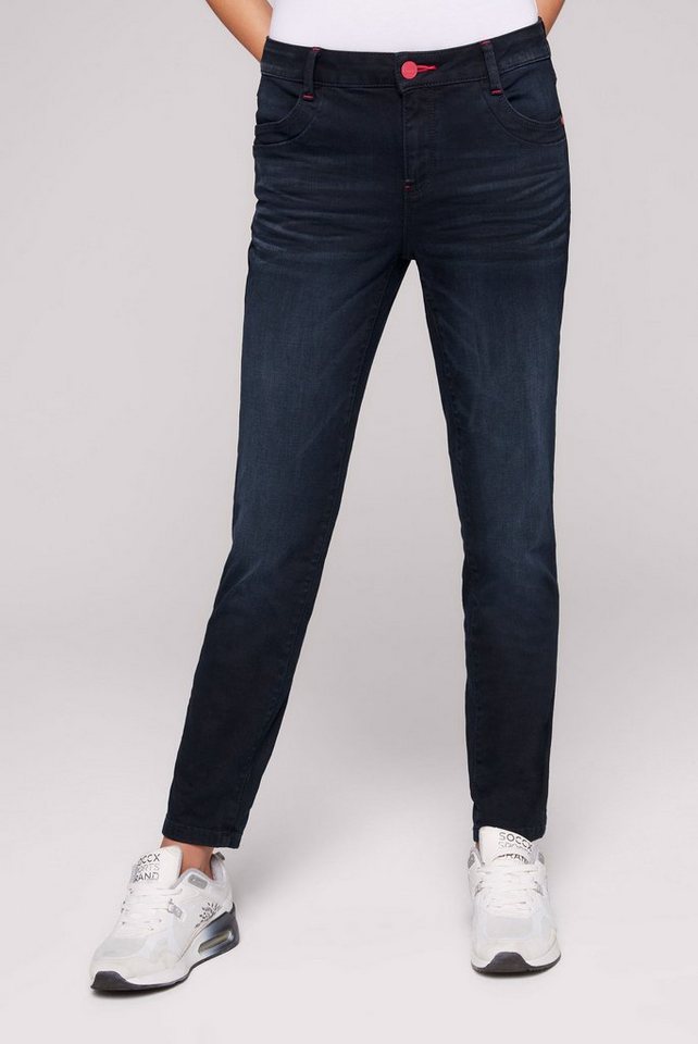 SOCCX Regular-fit-Jeans mit Bleaching-Effekten, Komfortable  Oberschenkelweite