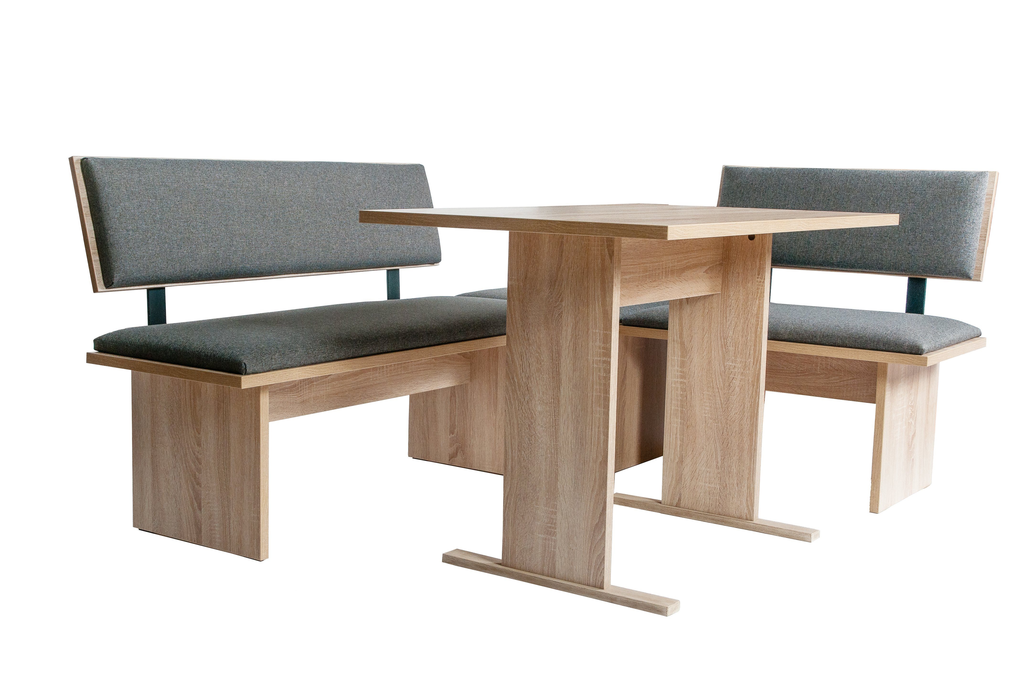 kundler home Eckbankgruppe Sitzbank, Eckbank, L:182 R:142 cm Seitenlänge tauschbar, (4-er Set), bestehend aus 2 Sitzbänken, Truhe und Tisch