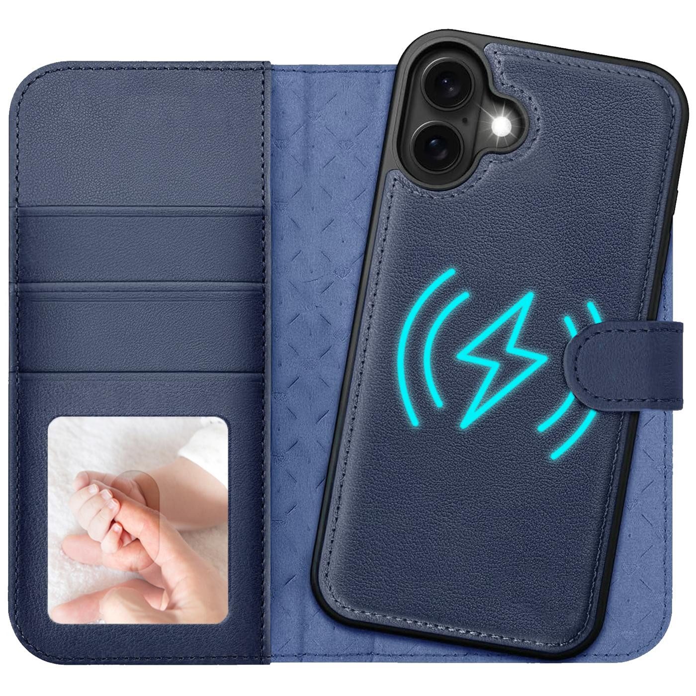 CoolGadget Handyhülle Magnet Book Case für Apple iPhone 17 Hülle + Klapphülle 6,3 Zoll, 2in1 abnehmbare magnetische RFID Schutzhülle Kartenfach Fotofenster