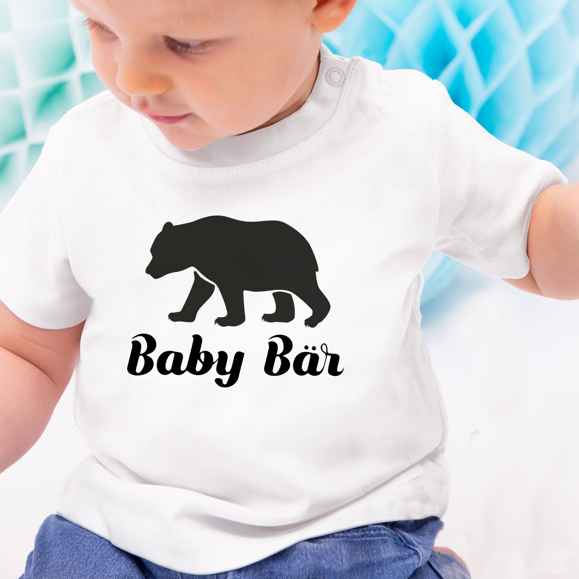 Shirtracer T-Shirt Baby Bär Tiermotiv Weiß Baby Print 1 Animal