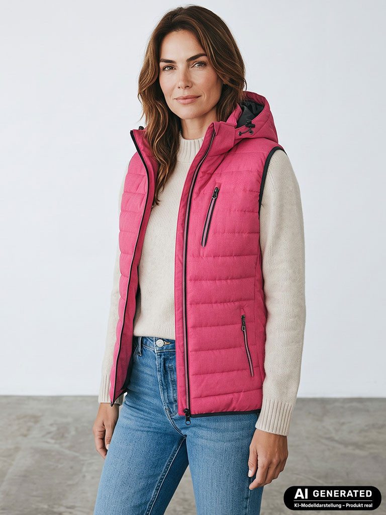 Blue Wave Steppweste Damen Weste Nathalie gesteppt Kapuze - Damenweste Outdoor-Weste leicht Abnehmbare & verstellbare Kapuze, 2-Wege-Reißverschluss, Taschen