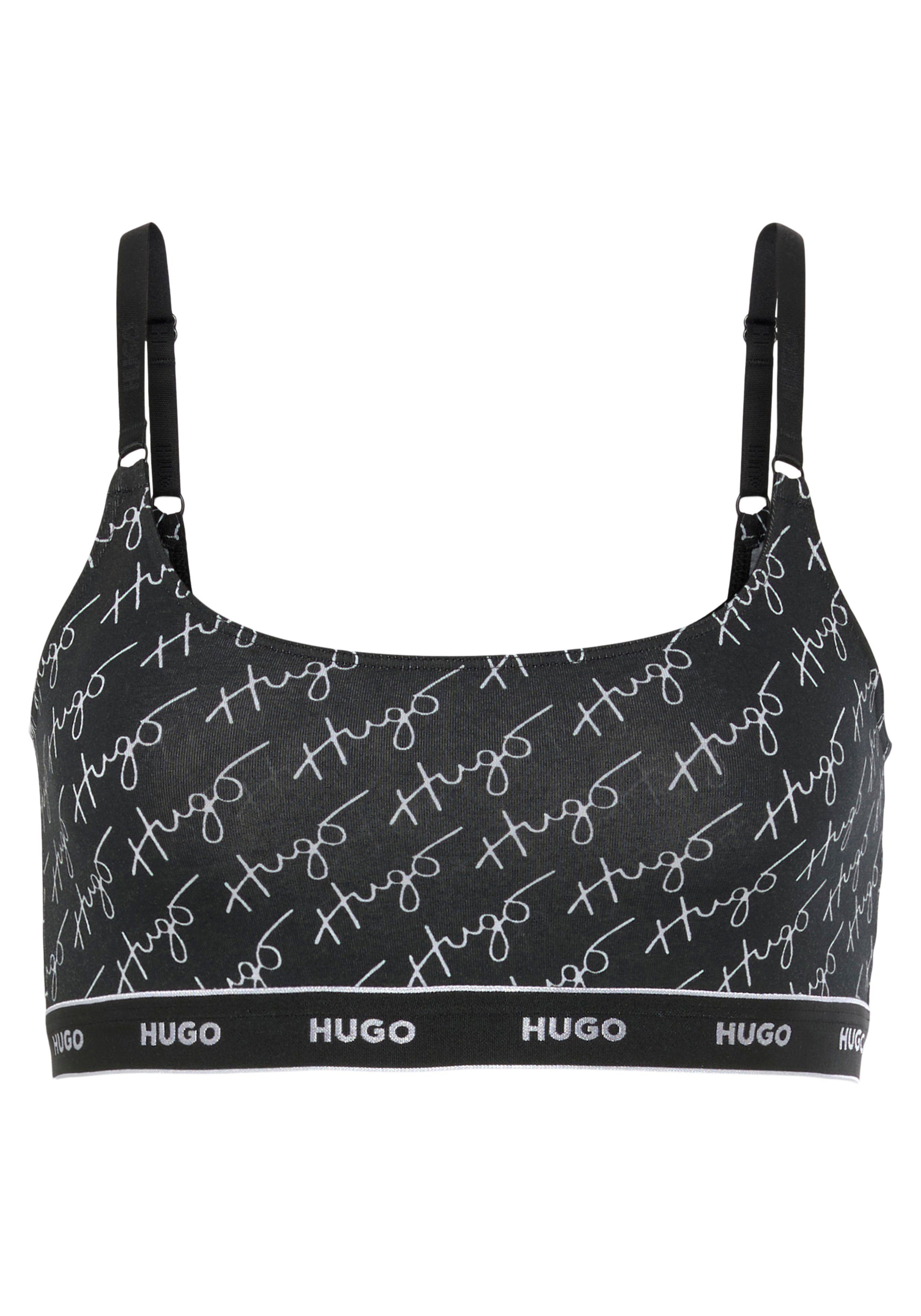 HUGO Bralette-BH Black004 mit STRIPE (Packung, Logo-Trägern verstellbaren 2-tlg) TWIN BRALETTE