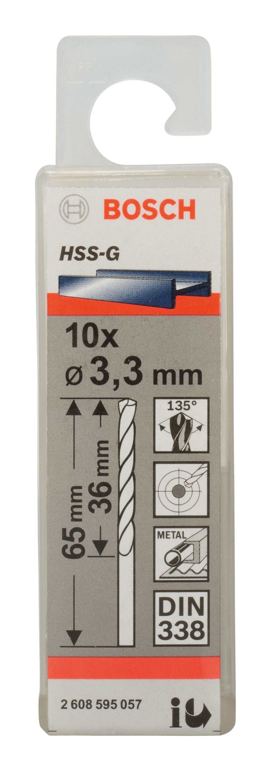 mm - 3,3 (10 6 x - Metallbohrer, x HSS-G BOSCH 10er-Pack Stück), (DIN 338) 36