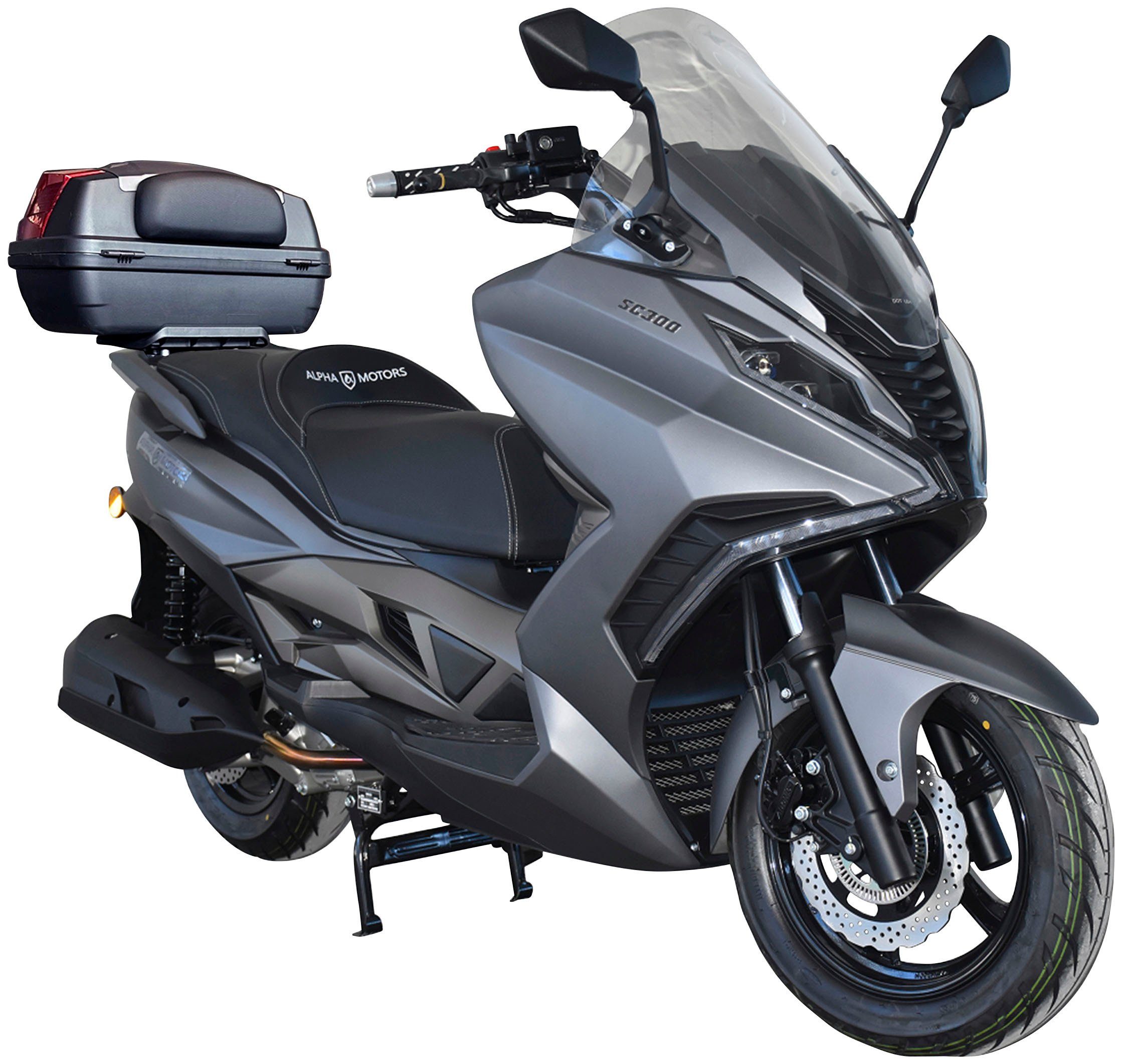 Alpha Motors Motorroller Sport Cruiser 300, 125 ccm, 125 km/h, Euro 5, grau, inkl. Topcase