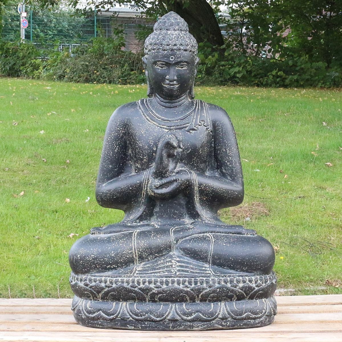 Oriental Galerie Dekofigur Buddha Figur sitzed Garten Steinfigur Chakra 100 cm (1 St), traditionelle Herstellung in Handarbeit im Ursprungsland