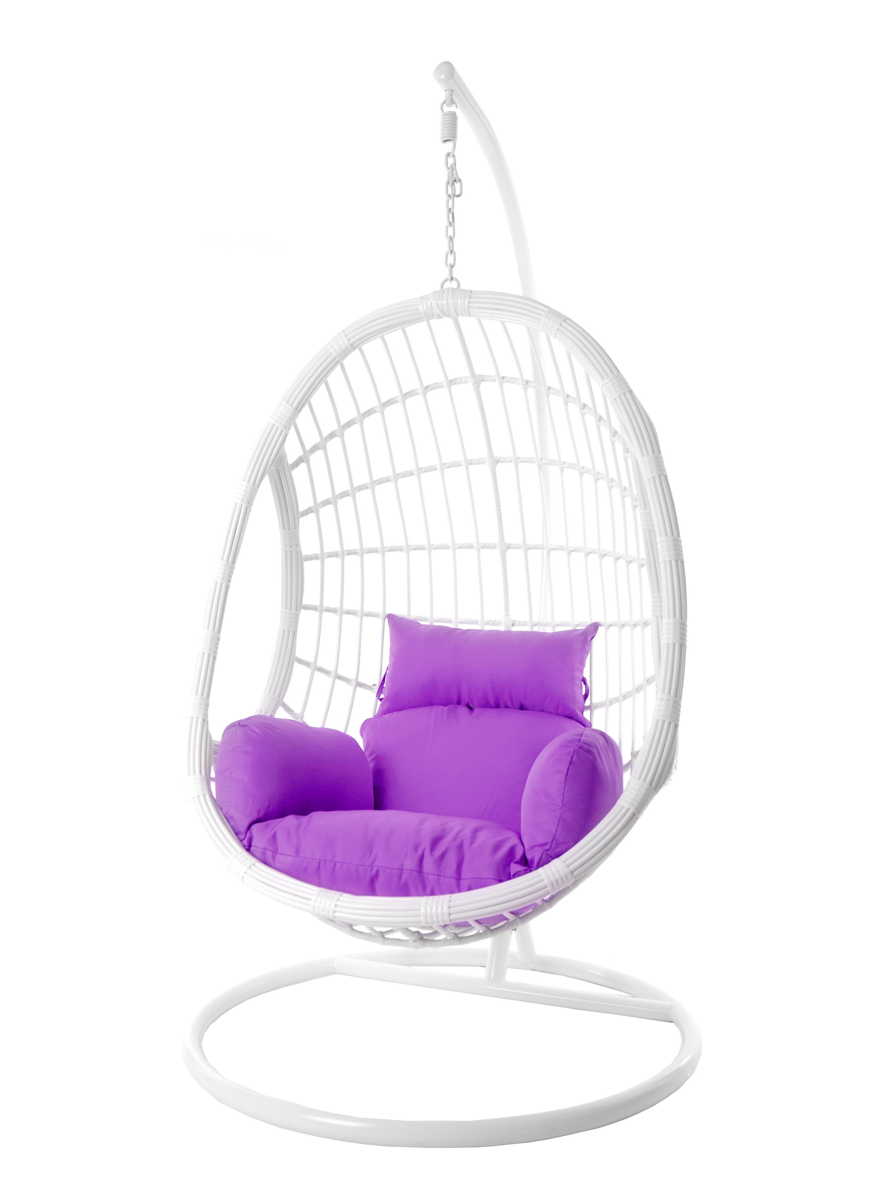 KIDEO Hängesessel Hängesessel PALMANOVA, Schwebesessel Loungemöbel, mit Kissen, weiße violet) Hängesitz Gestell lila moderner (4050 und