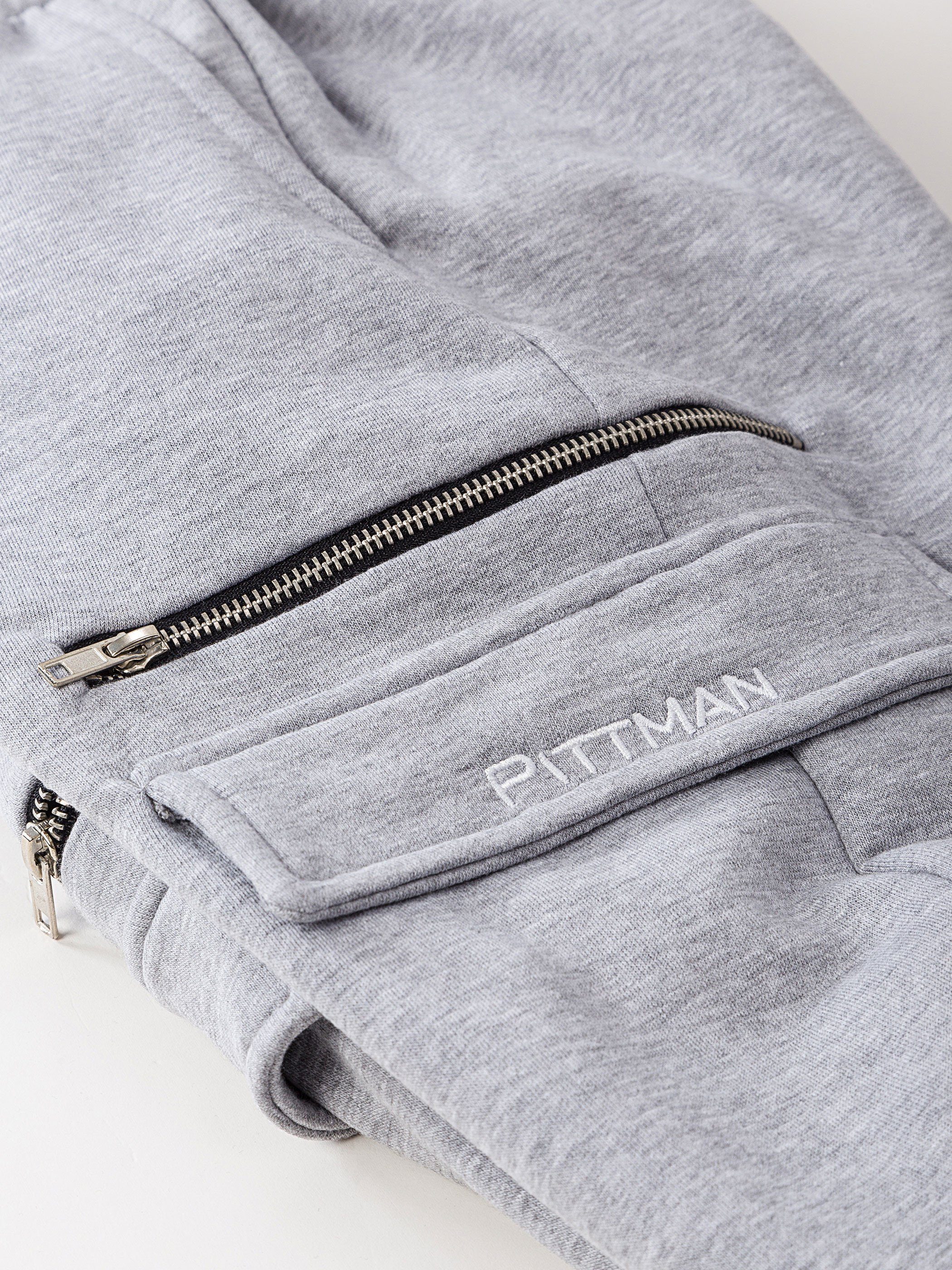 Pittman Sweatpants (163907)) und elastischem Pants Hellgrau (dapple Kordelzug Track gray Cargo Bund mit Bruno