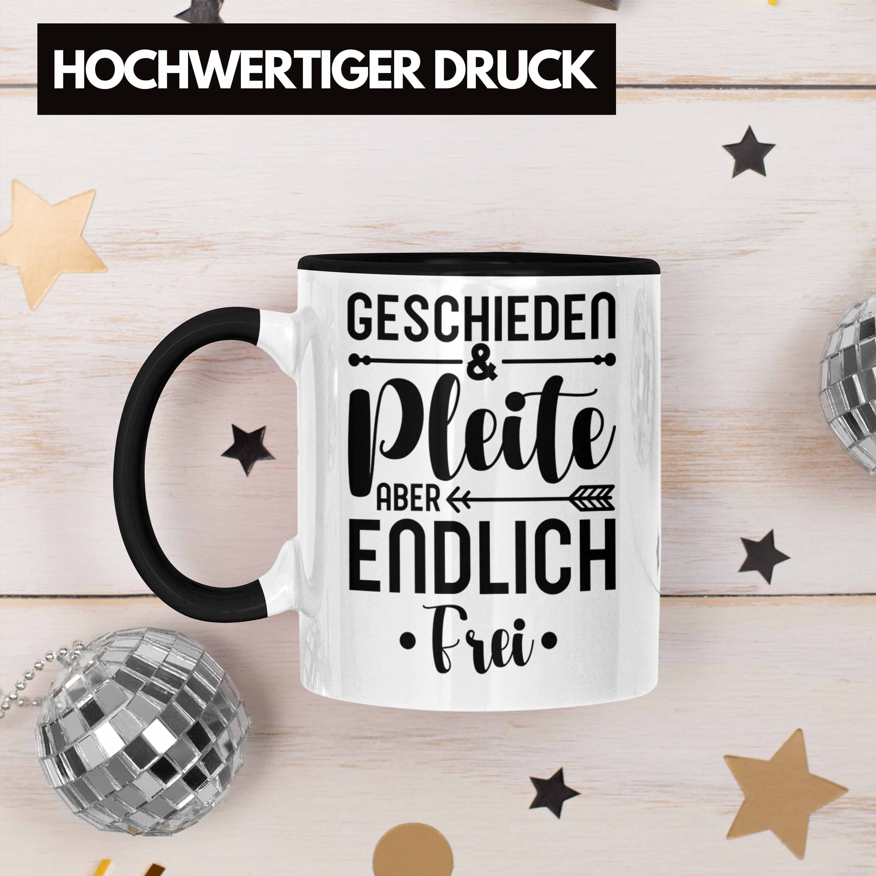 Trendation Tasse Trendation - Geschieden Tasse Endlich Frei Pleite Geschenkidee Und Schwarz Lustig Aber Scheidung