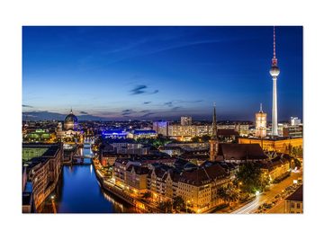 wandmotiv24 Leinwandbild Berlin bei Nacht, Städte (1 St), Wandbild, Wanddeko, Leinwandbilder in versch. Größen