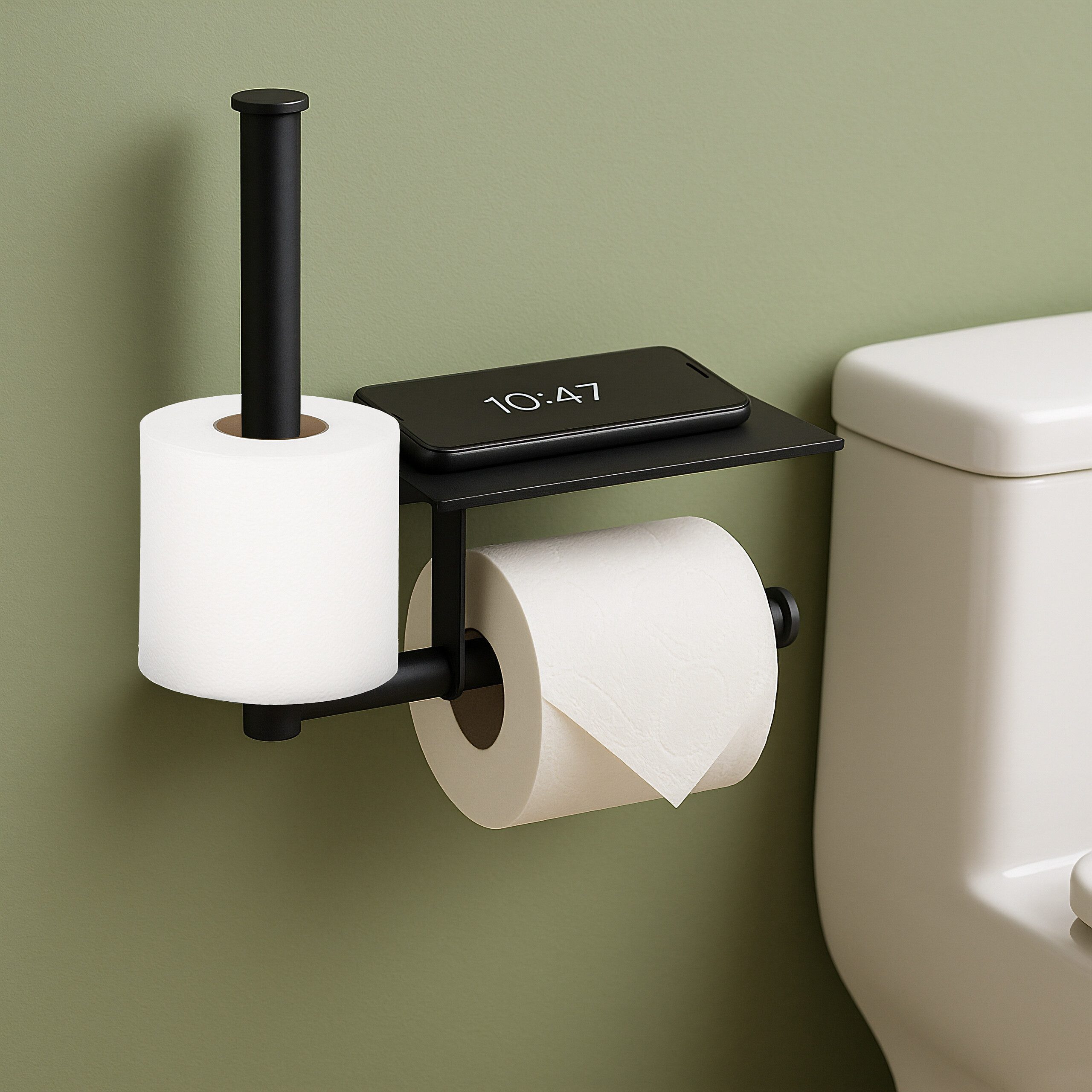 relaxdays Toilettenpapierhalter Metall Toilettenpapierhalter mit Ablage (1- günstig online kaufen