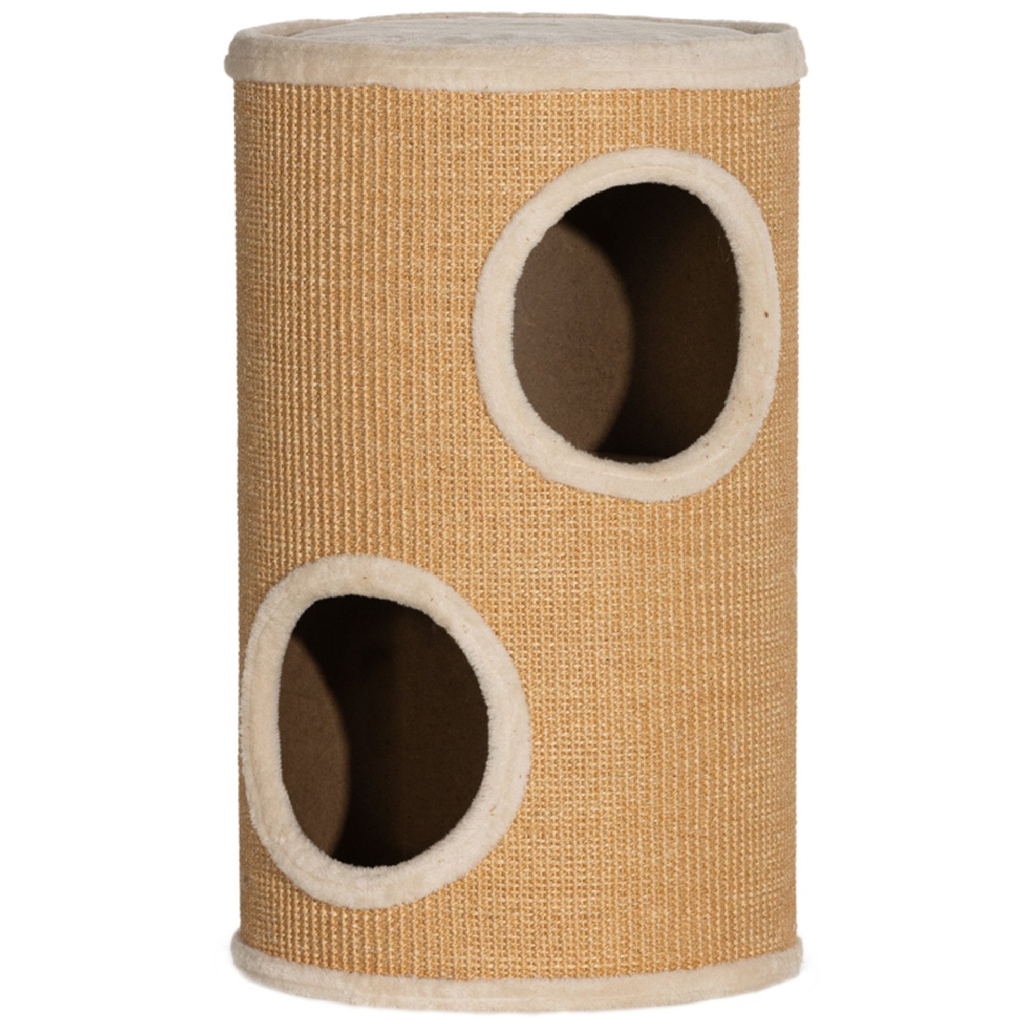 MC Star Kratzbaum Katzenbaum mit viel Platz, Plüschbezug, Sisal-Oberfläche, Φ35 x 60H cm, Braun-Beige, 10 kg