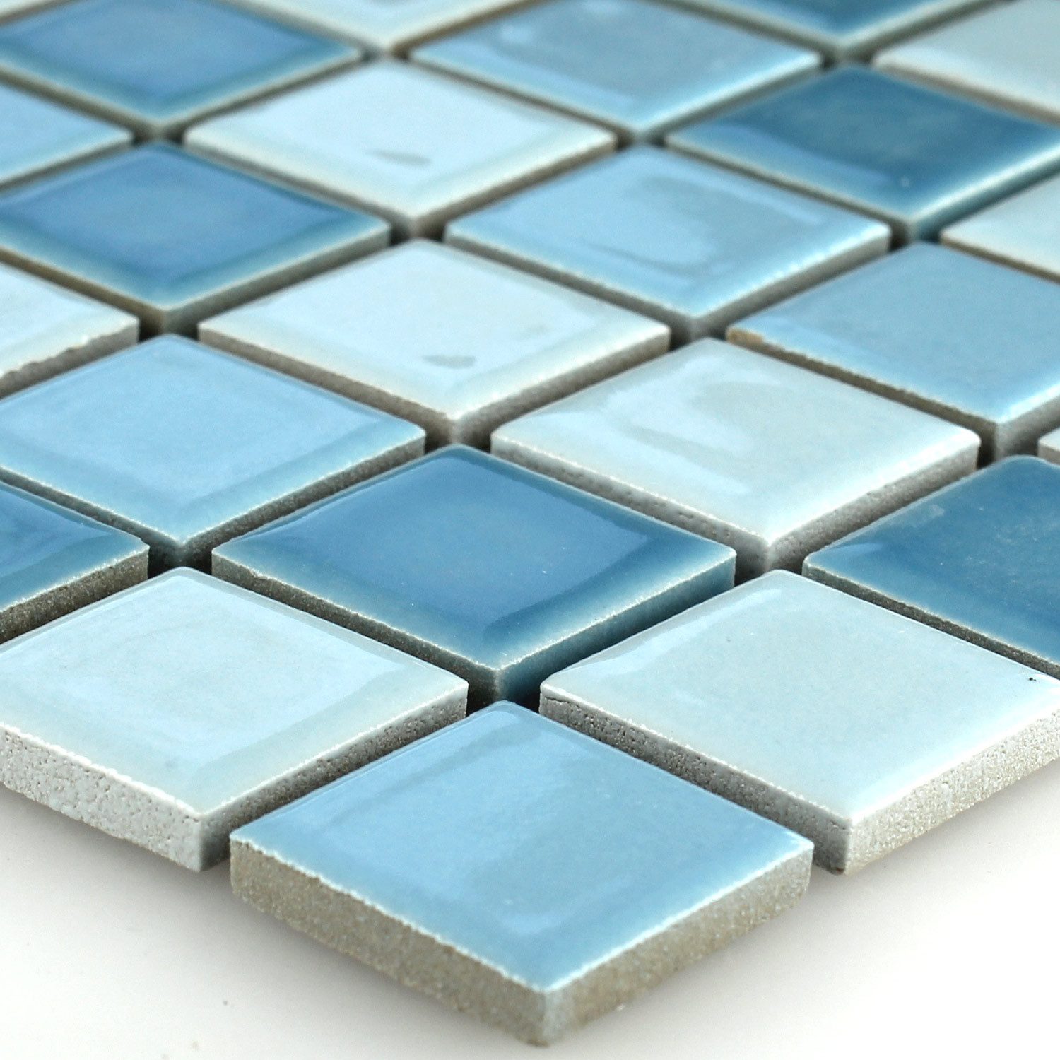 Mosafil Mosaikfliesen Keramik Mosaikfliesen Bodaway Glänzend, Keramik 32.600x30.000, blau, Verlegefertig auf ein Netz geklebt - Frostsicher - Wasserfest