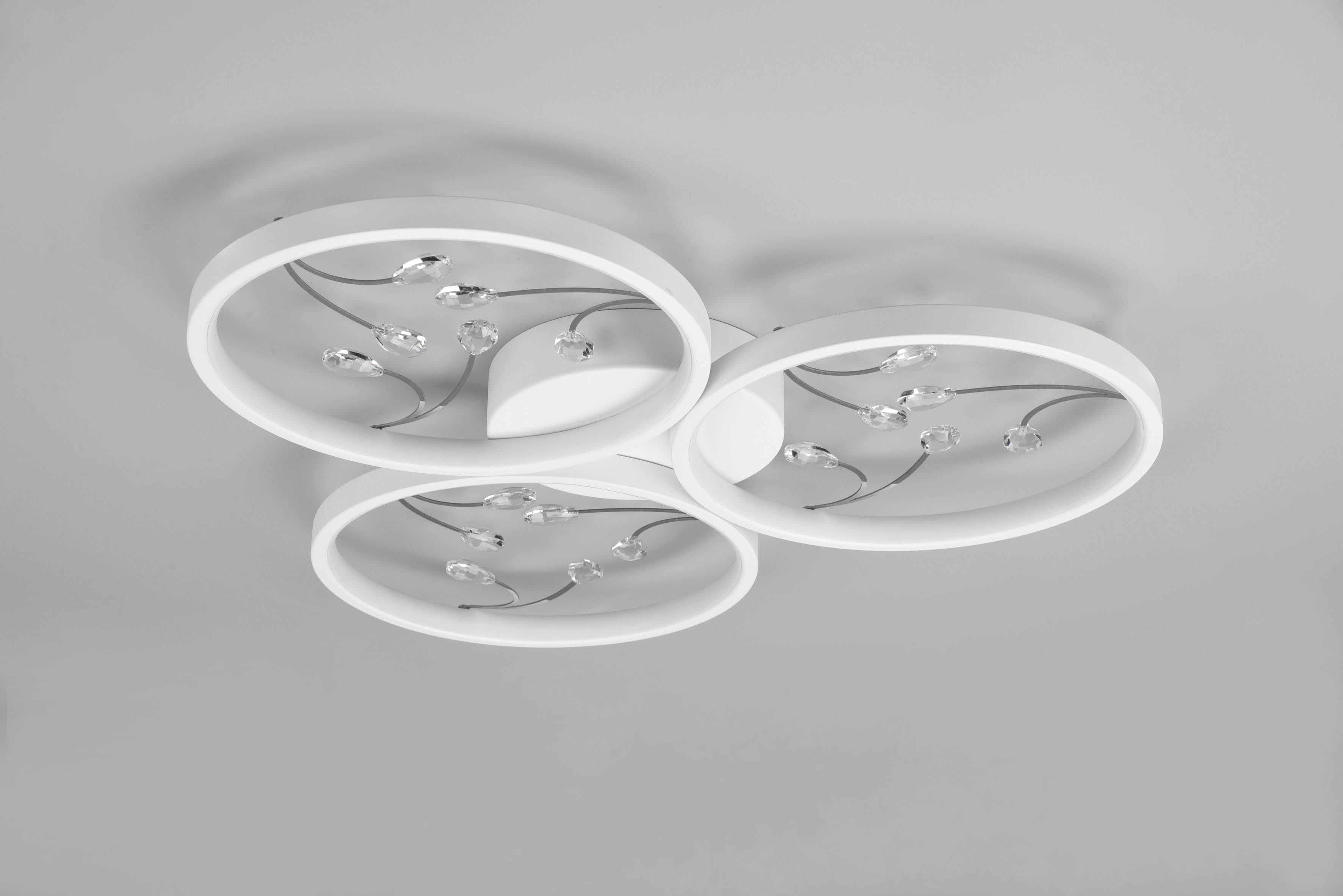 TRIO Leuchten LED Deckenleuchte Groovy, Dimmfunktion, mehrere Helligkeitsstufen, LED fest integriert, Neutralweiß, Deckenlampe 4000K mit Glas-Deko, 3 Dimmstufen, LED 30W 3800 Lumen