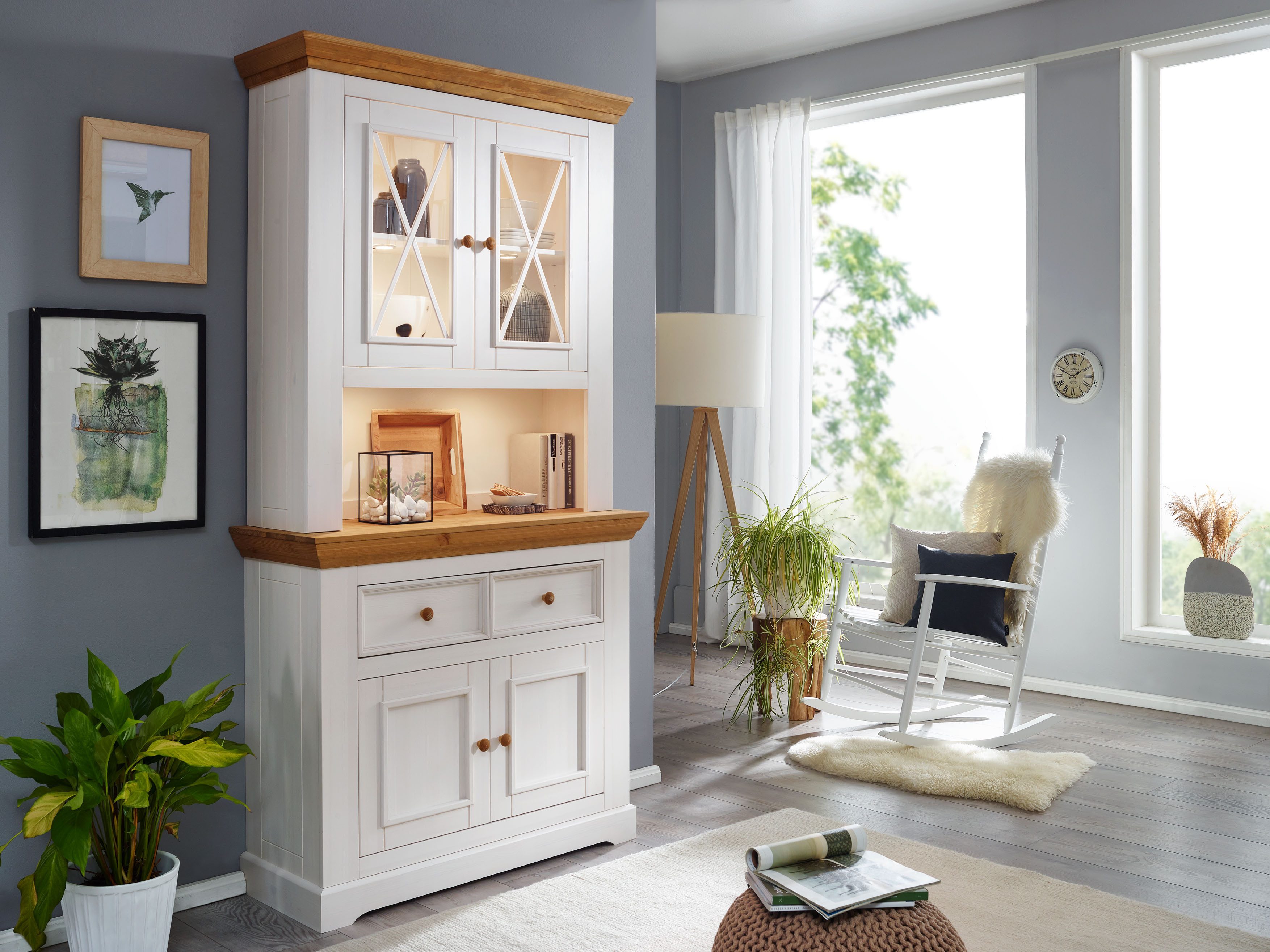 Woodroom Buffet Oslo Kiefer massiv weiß gewachst