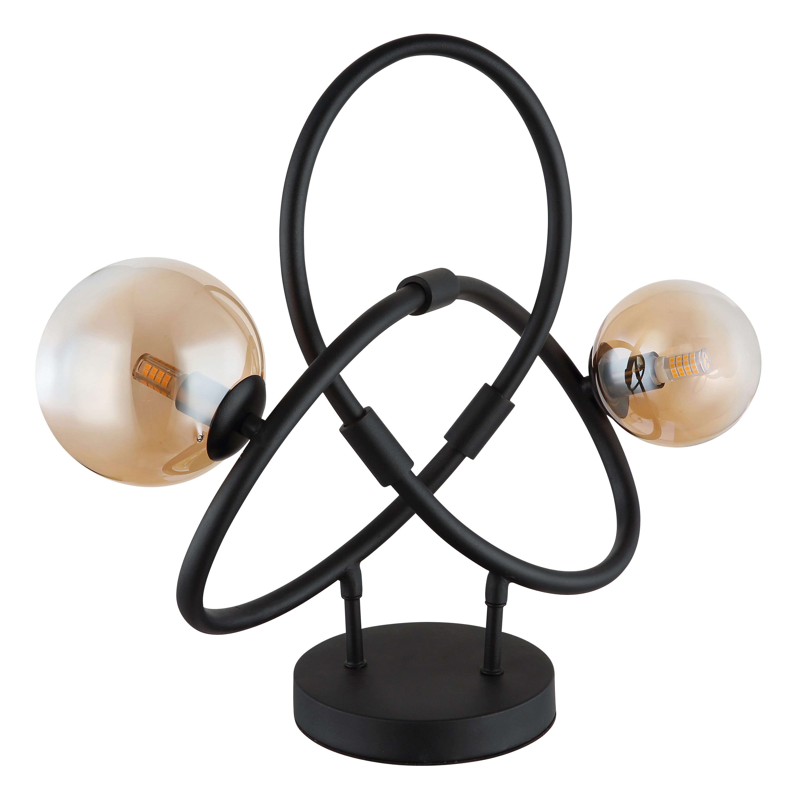 GLOBO LIGHTING Tischleuchte TUBERIUS, Leuchtmittel wechselbar, Warmweiß, Tischlampe/Glas amber/modern/Wohnzimmer/Schlafzimmer