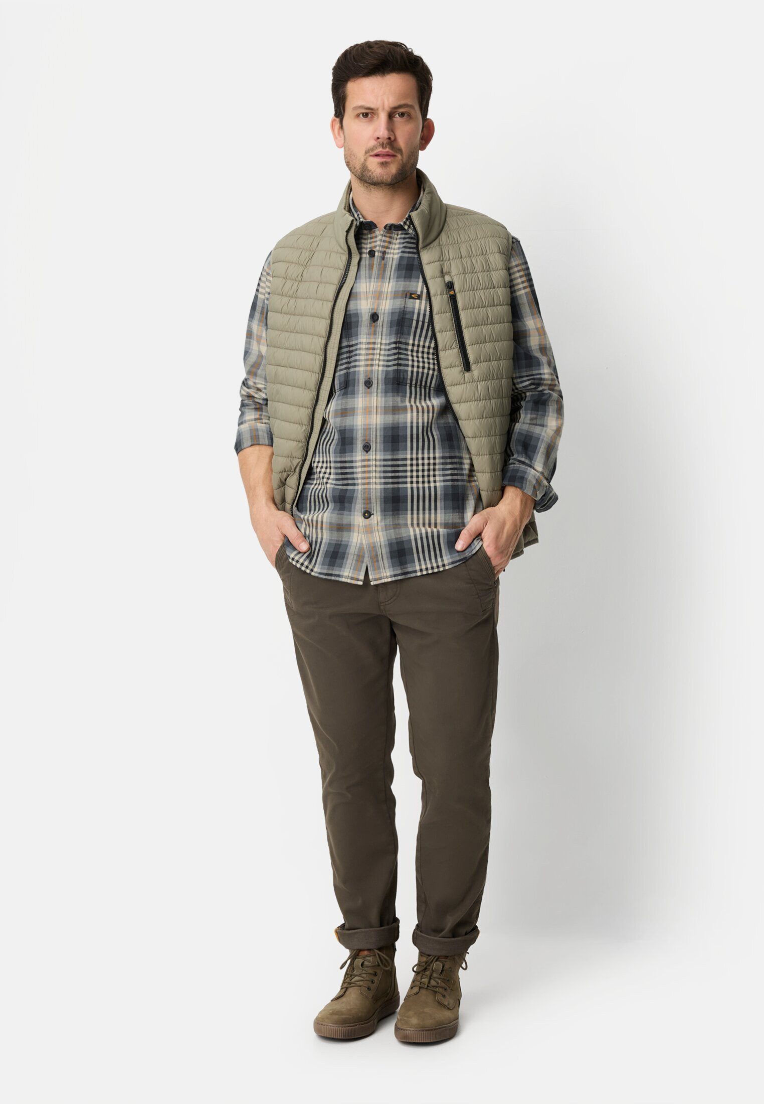camel active Langarmhemd mit Kentkragen und Brusttaschen Langarm Button-Down