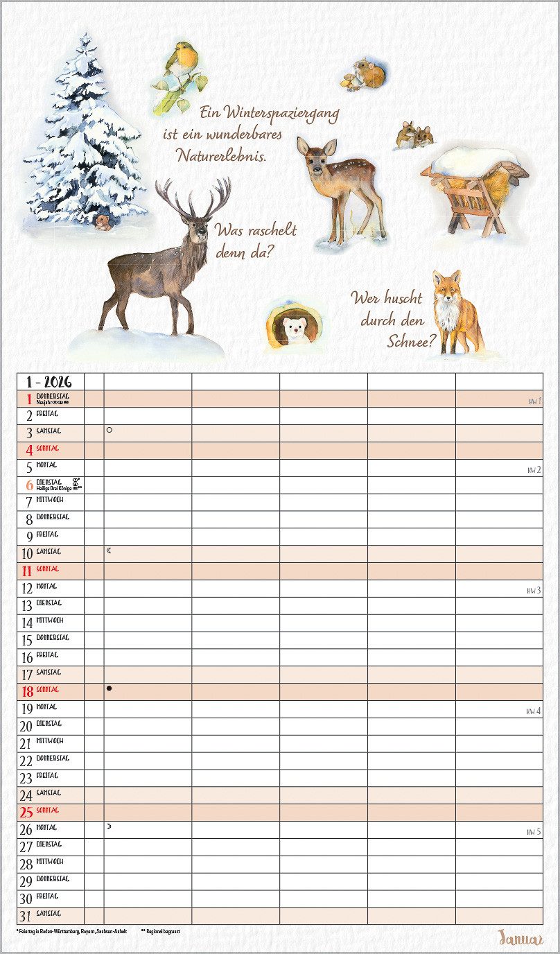 Korsch Verlag Familienkalender Korsch Kalender NaturLiebe 2026