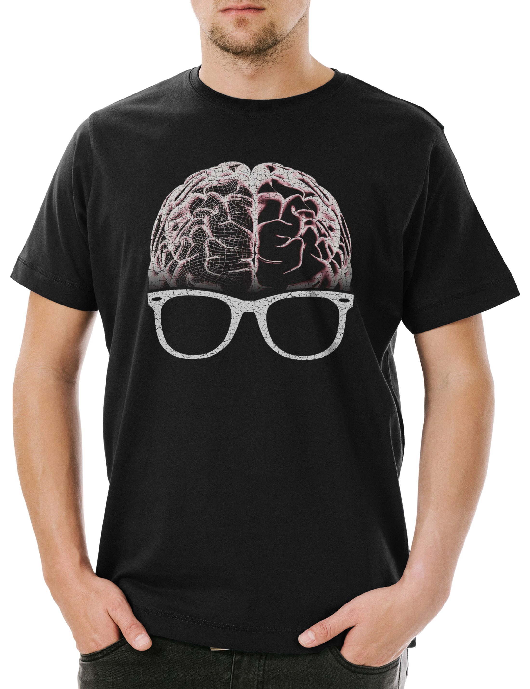 Print-Shirt Urban Backwoods Nerd Brain Herren T-Shirt Schwarz Größe 2XL