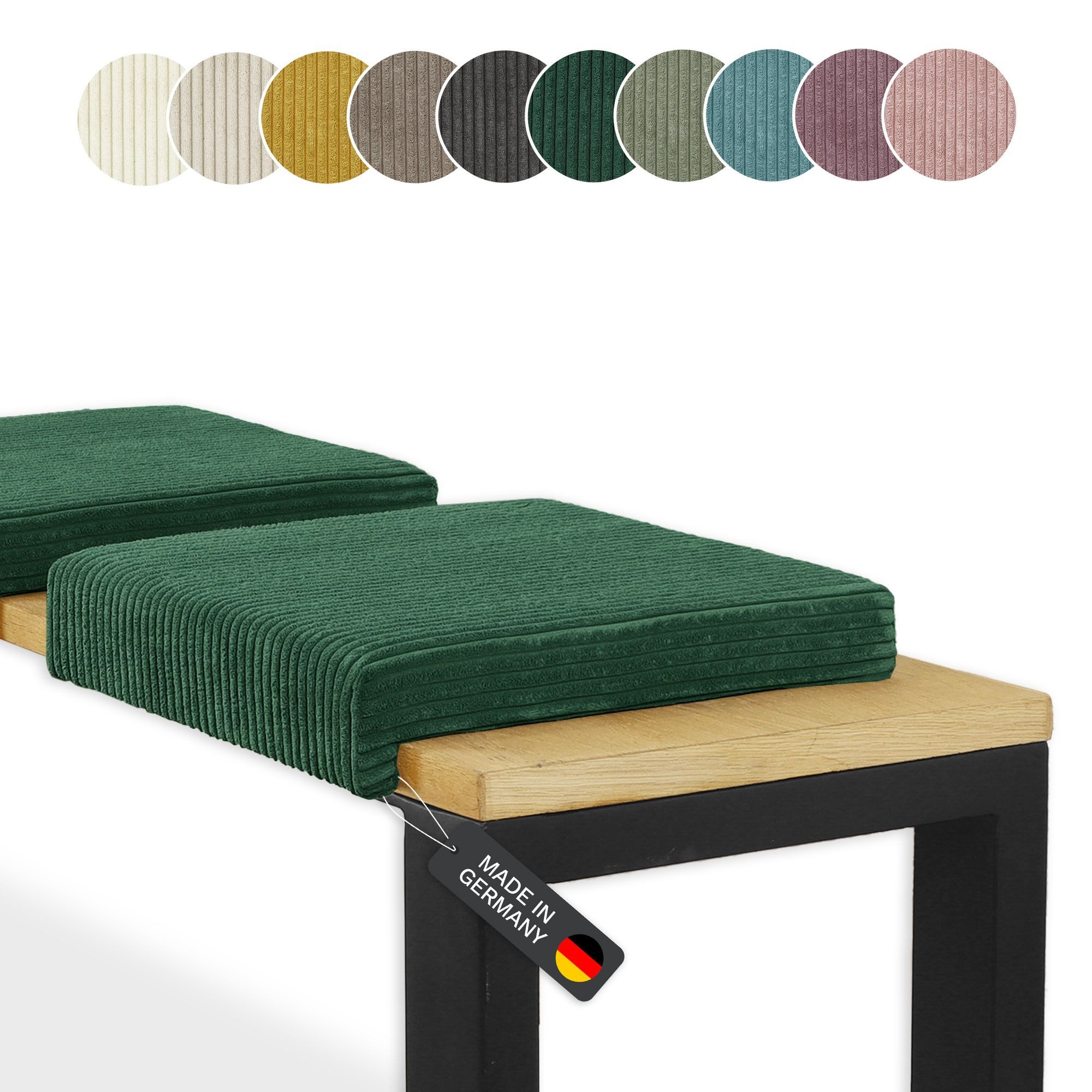 Lycce Bankauflage Bankauflage Klemmkissen 1 Leiste, Cordstoff extra Polsterung, (1 St), für Banktiefe ab 35 cm, verrutscht nicht, versch. Farben