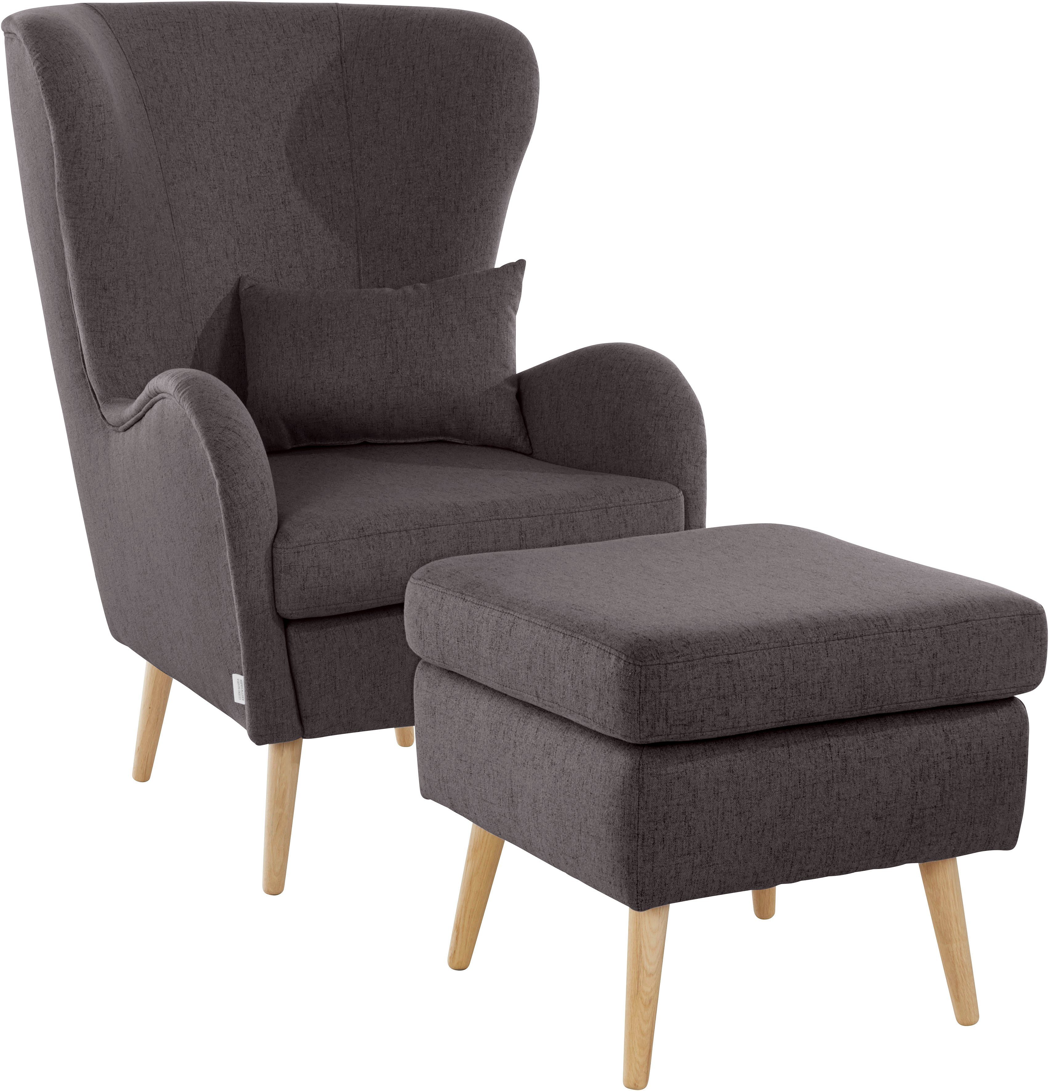 Home affaire Sessel Sallito, TV-Sessel, Ohrensessel mit, Hocker, in vielen Bezugsqualitäten, auch in Samtcord