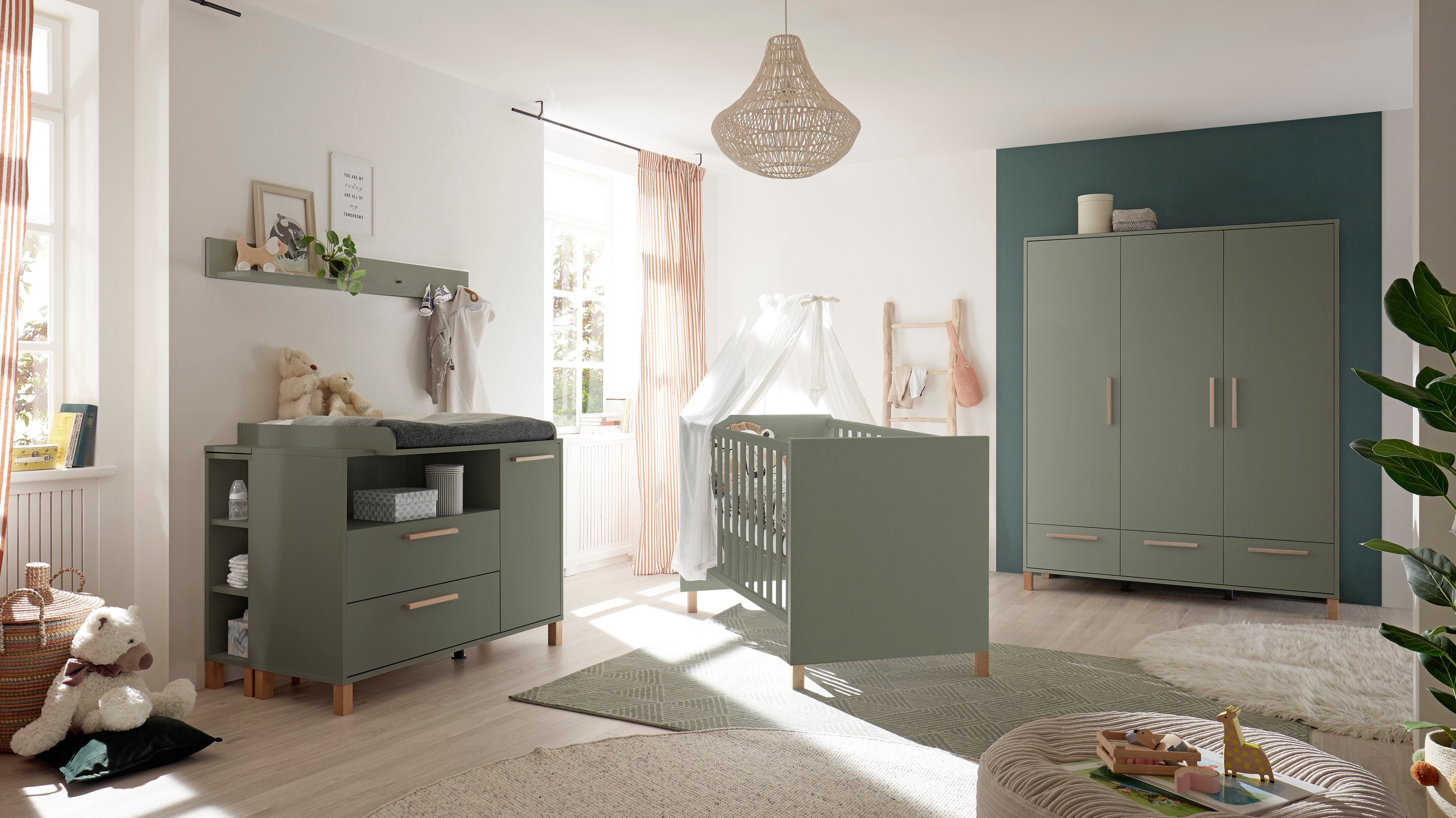 Mäusbacher Babybett, Holzfüße, Holzgriffe